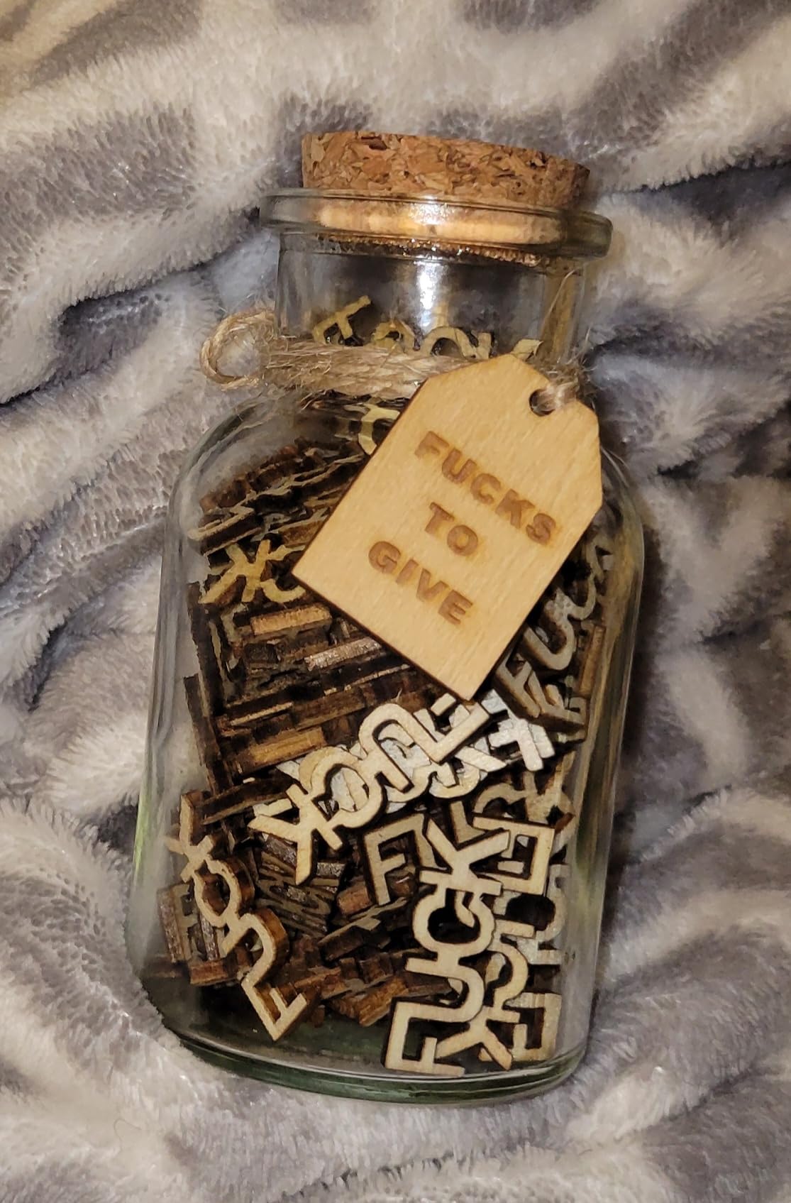 KUMLENMO fuck jar（5oz） Gift Jar,Fucks to Give,Fuck Wooden Cutout Letter Piece Bad Mood Vent Spoof Birthday Day,Holiday, Thanksgiving Christmas Gifts to Friend,Gag Funny Gift customer photo 2