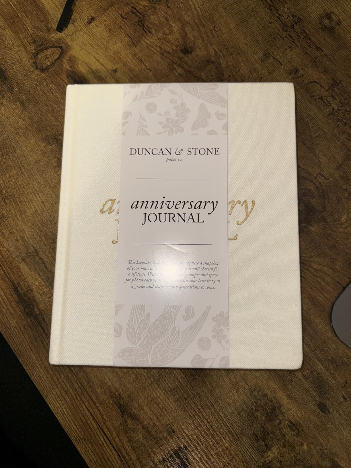 Duncan & Stone Anniversary Journal for Couples, Wedding Book, Taupe | Guided prompts & photo pages to record your love story; a keepsake anniversary scrapbook & wedding gift for couples customer photo 1
