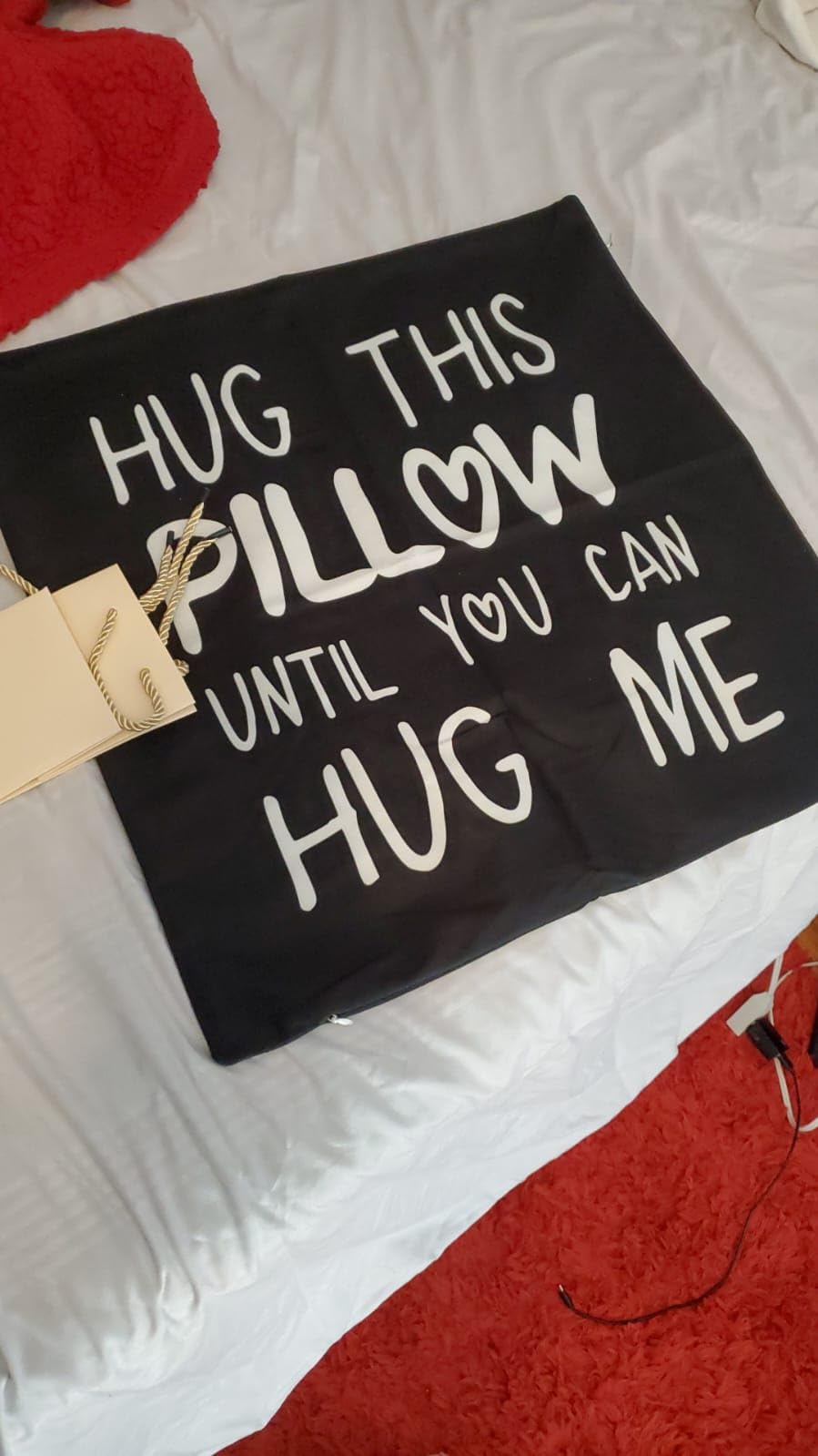 Sufamb Hug This Pillow Until You Can Hug Me Throw Pillow Covers, 18 x 18 Pillow Case, for Boyfriend Girlfriend Birthday Gifts, Long Distance Relationships Gifts customer photo 2