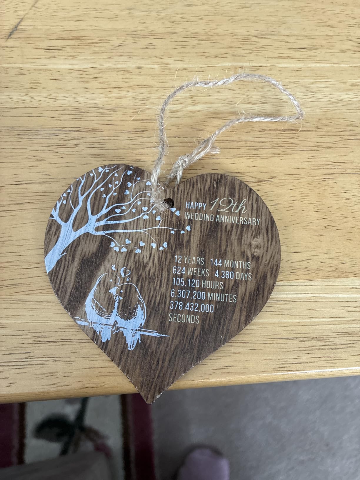 12th Wedding Anniversary Wooden Heart Plaque, Dark Wood Sign Keepsake, Celebrate Silk & Fine Linen Anniversary Wife Husband Boyfriend Girlfriend Mom Dad, Plaque with Quotes Gifts from the Kids | Celebrate Silk & Fine Linen Anniversary Wife or Husband Boyfriend Girlfriend, Plaque with Quotes Gifts from the Kids customer photo 1