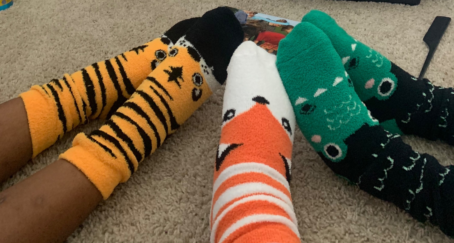 Cozy Warm Fuzzy Slipper Socks Cute Animals Holiday Christmas Santa Reindeer Multipair Adults customer photo 1