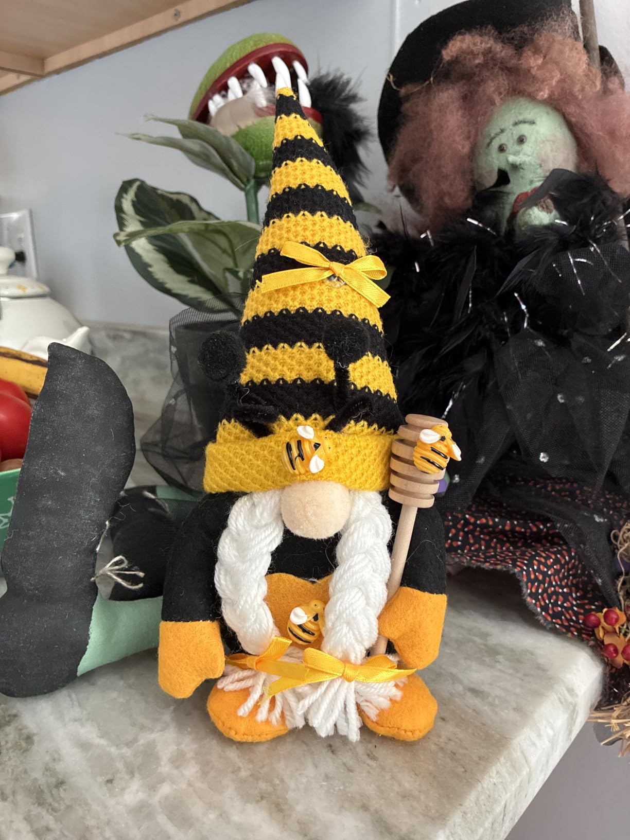 Bumble Bee Gnome,Honeybee Spring Summer Bee Figurines Bee Ornaments | Bumble Bee Gnome,Honeybee Spring Gnomes Ornaments, Summer Bee Figurines Table Shelf Tiered Tray Decorations, Gifts for Women customer photo 1