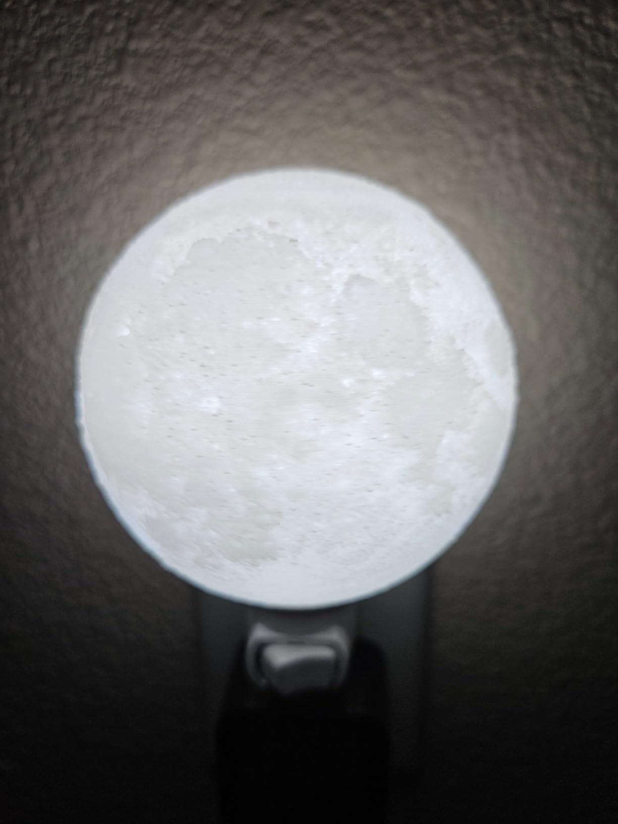 Plug in Moon Night Light, 4-inch 3D Wall Mounted Bedside Lamp | Space Themed Bedroom Decor, Unique Gift for Space Lovers, Realistic Moon Lamp Design, Cool White LED Glow customer photo 1