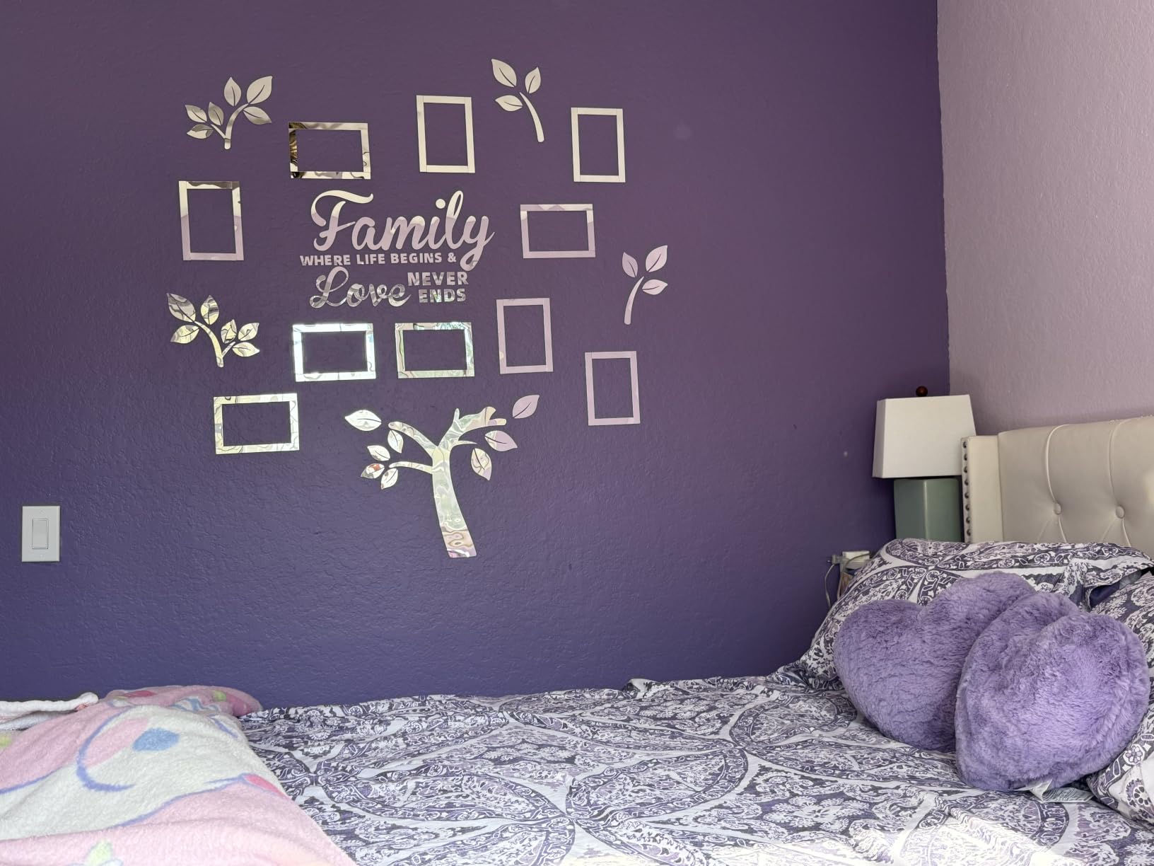 Yalikop Family Tree Wall Decal Acrylic 3D DIY Mirror Sticker Photo, Black | Acrylic DIY Stickers for Living Room Bedroom Office, Easy Peel and Stick, Removable Wall Art, 47 X 47 Inch Home Decoration customer photo 1