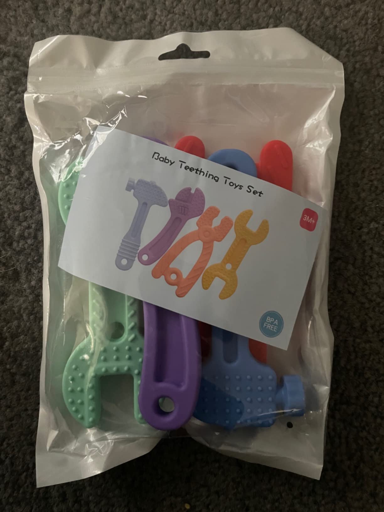 Yoolane Baby Teething Toys, Silicone Teether for Babies 3 6 12 18 Months, Tools Set Baby Teether Sensory Chew Toys for Toddler Infant, Newborn Stuff Essential Gift, BPA Free (4 Pieces) customer photo 1