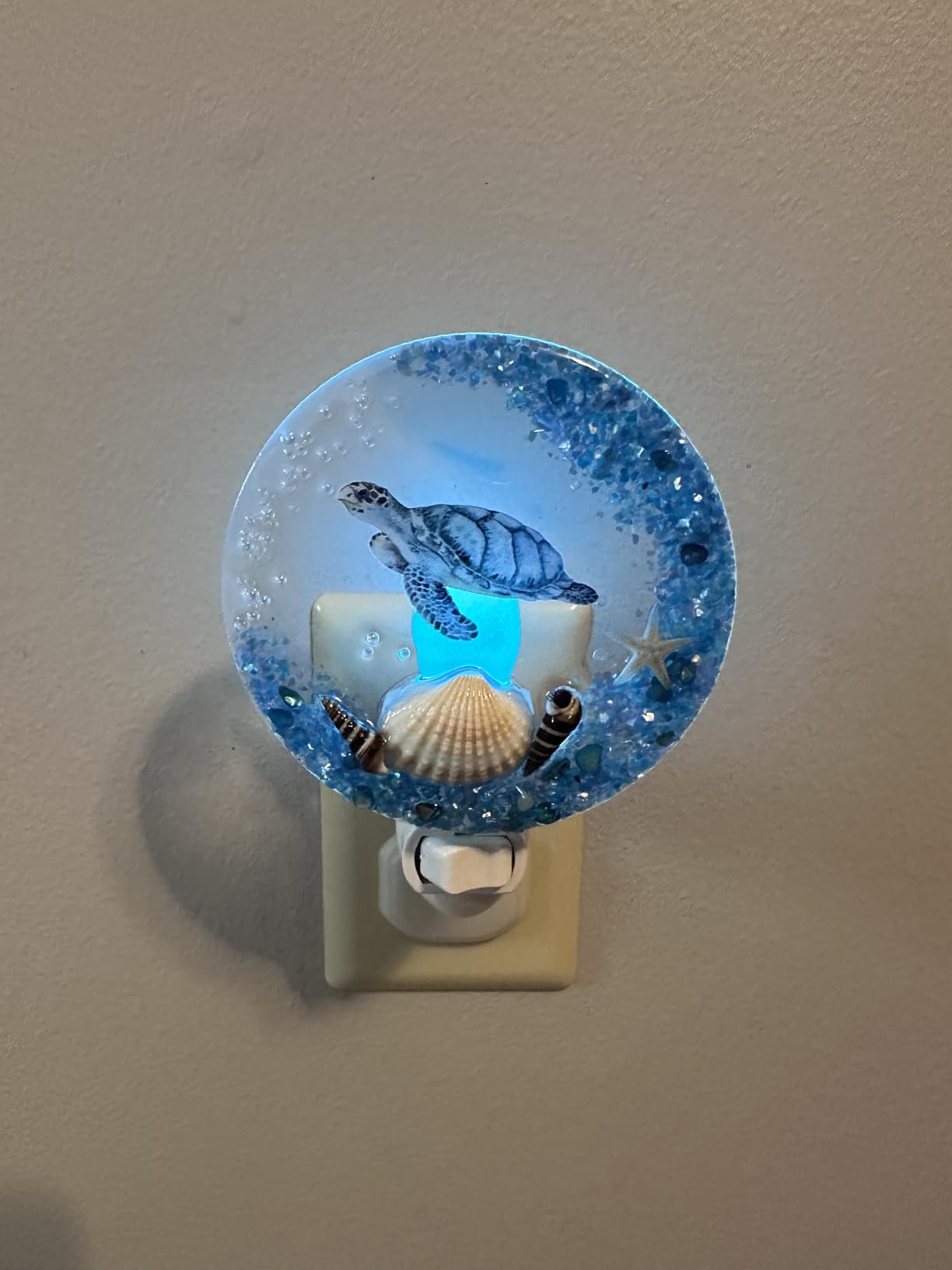Hortsun Plug in Seashell Night Light Ocean Theme LED Wall, Sea Turtle | Plug in Beach Lamps, Vintage Sea Beach Coastal Style, for Home Bedroom Bathroom Living Room, Soft Ambient Night Lighting customer photo 2
