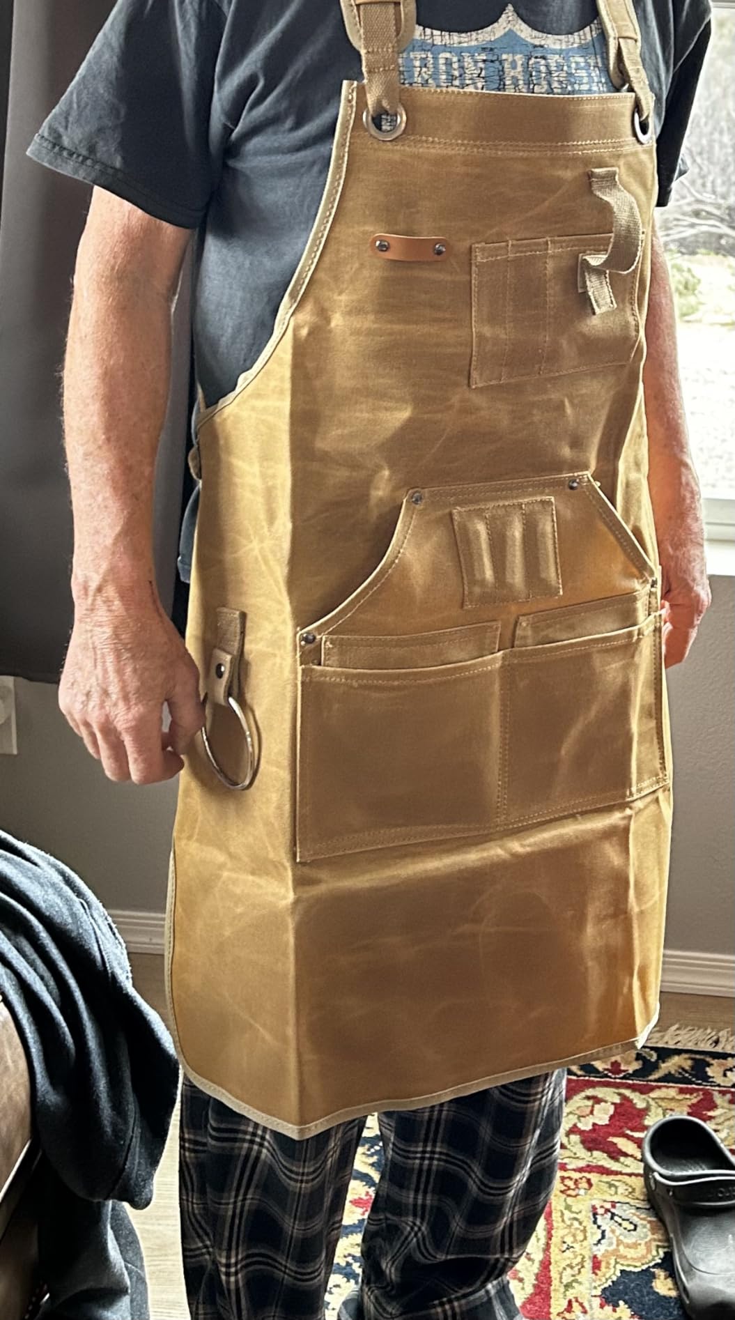 Woodworking Apron for Men, Shop Apron Bib Work Apron with 9 Tool Pockets | Heavy Duty Wood Working Workshop 20 oz Canvas Apron for Carpenter Woodworker Blacksmith, Men Gift, Adjustable to S- 3XL Khaki customer photo 2
