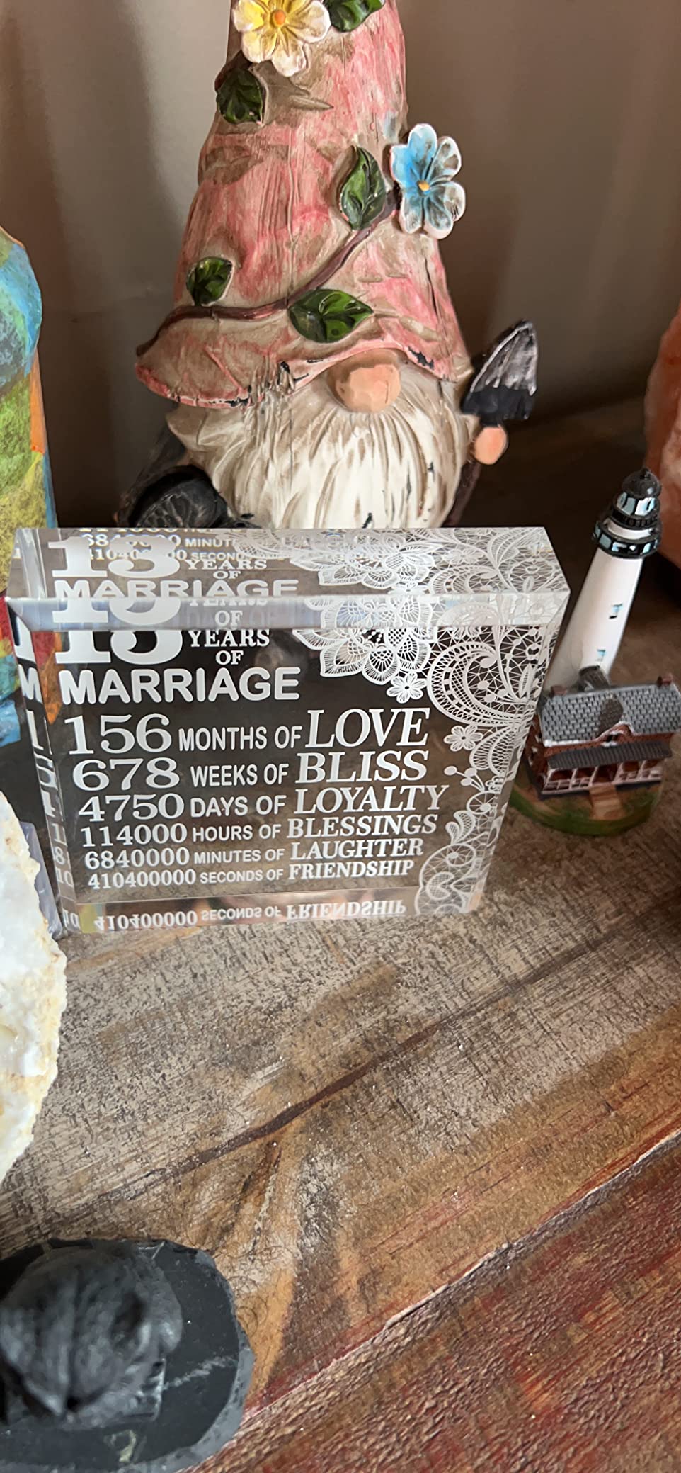 13 Years of Marriage Engraved Keepsake and Paperweight, Traditional Lace Design for 13 Years Anniversary for Boyfriend or Girlfriend Gifts, 13 Years Together as Husband and Wife, Couples Gifts customer photo 1