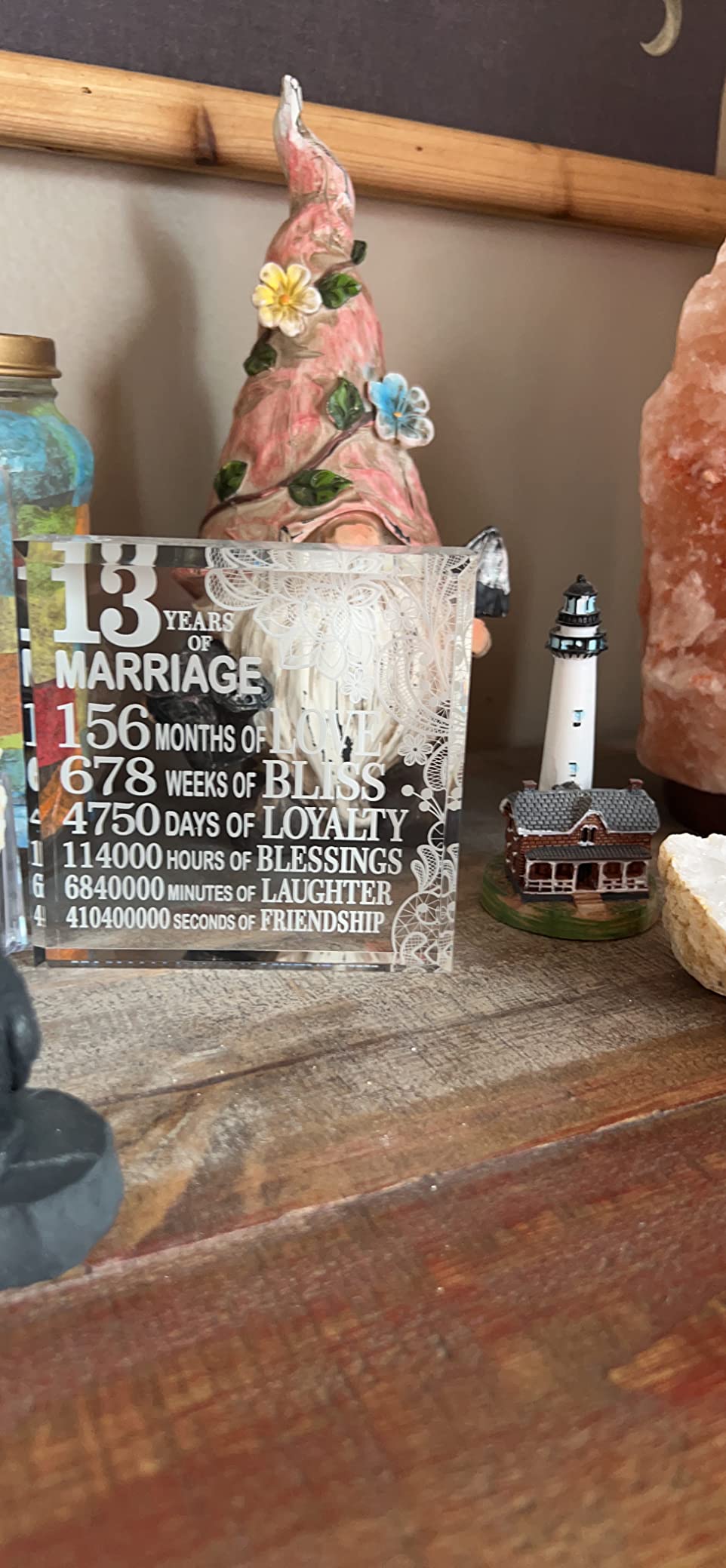13 Years of Marriage Engraved Keepsake and Paperweight, Traditional Lace Design for 13 Years Anniversary for Boyfriend or Girlfriend Gifts, 13 Years Together as Husband and Wife, Couples Gifts customer photo 2