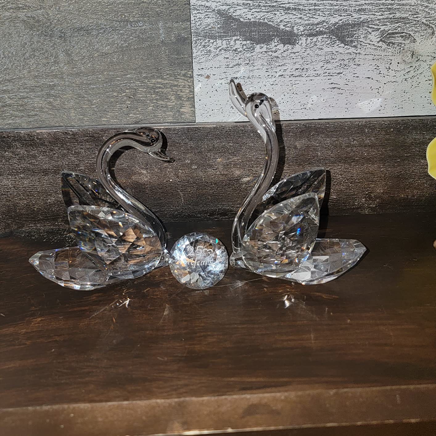 YWHL 15th Anniversary Crystal Swan Gifts for Couple with Pink Diamond customer photo 2