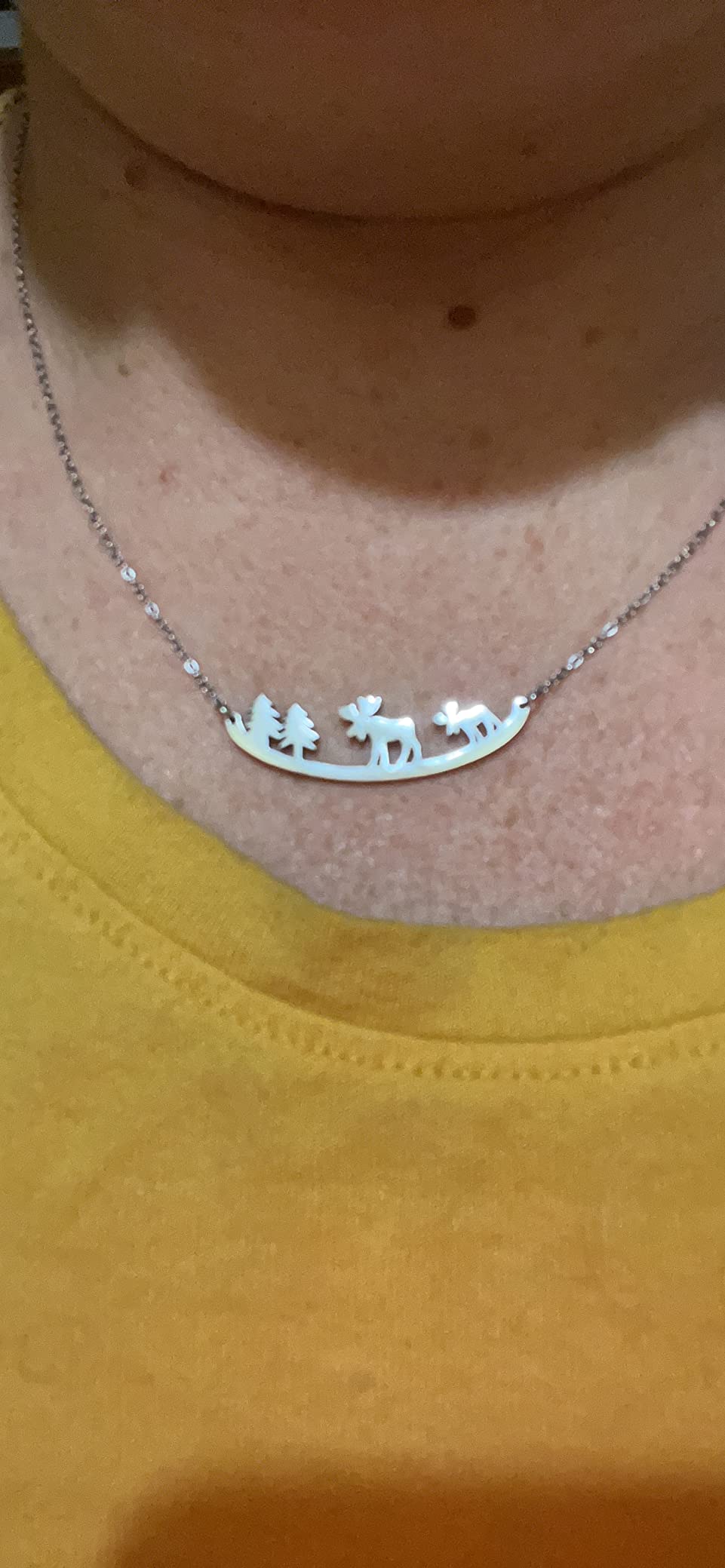 Animal Necklace for Women Cute Moose Elk Bear Wolf Animal Mountain and Tree Pendant Charm Necklace, Animal Jewelry Gifts customer photo 1