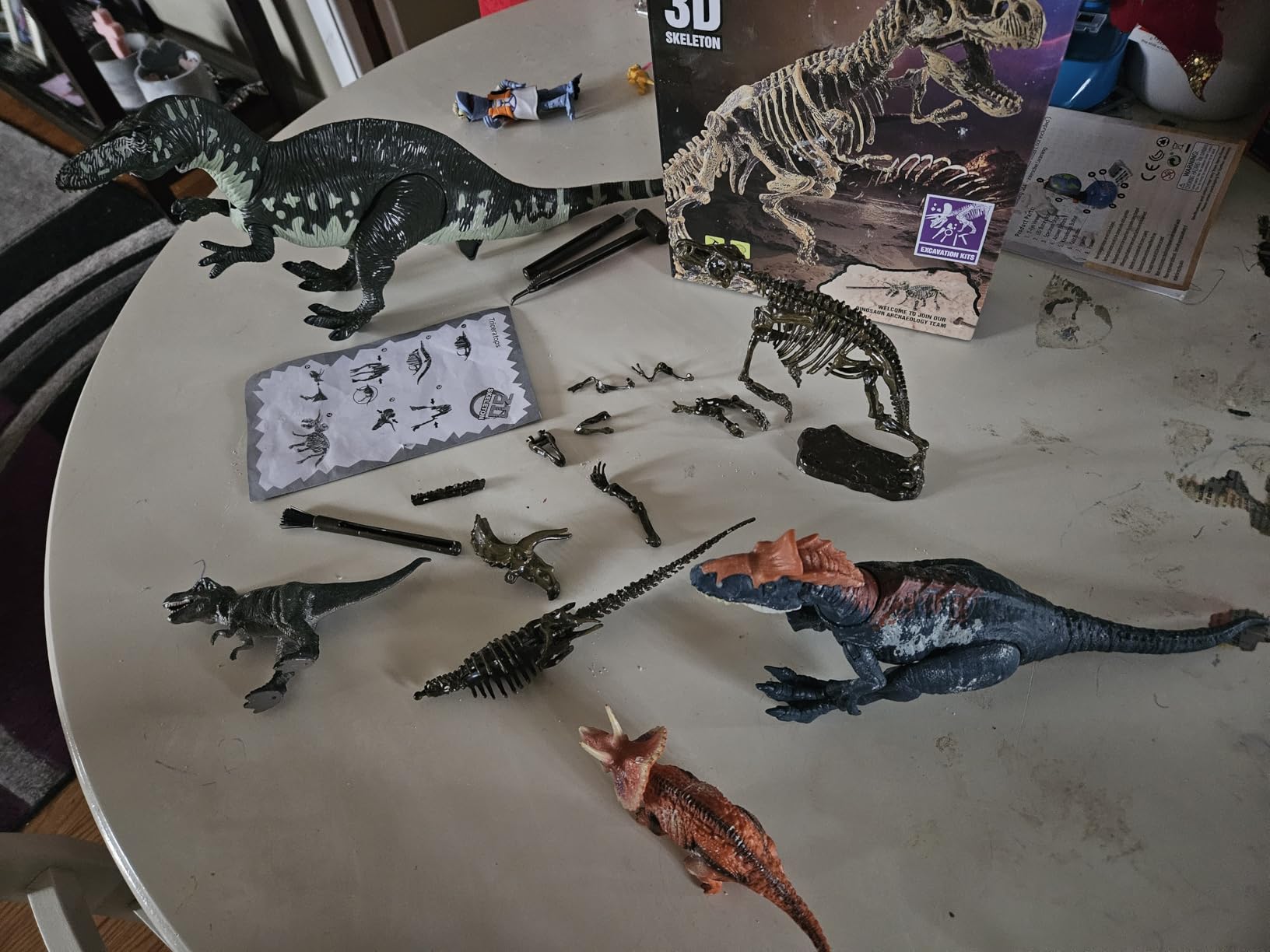 Dinosaur Fossil Dig Kit, Dino Excavation Kits for Kids, Educational Science Kits, Dinosaur Toys for Kids, Dig up 2 3D Skeleton Puzzles and 2 Dino Figures Including T-Rex, Triceratops customer photo 2