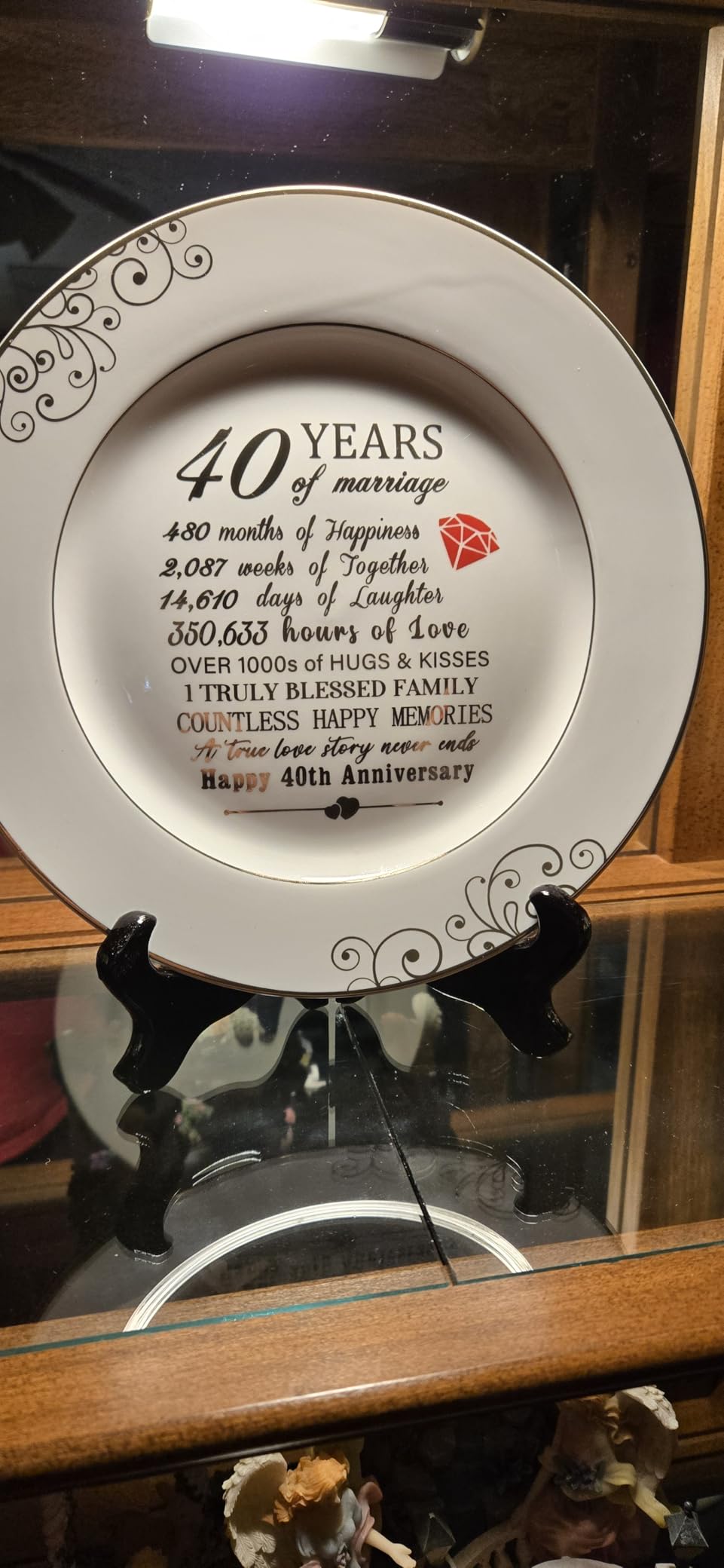 Urllinz 20 Year Anniversary Plate with 24k Gold Foil Decorations - 20th Anniversary Wedding Gifts for Wife Couple Him Her Husband, Ceramic 9