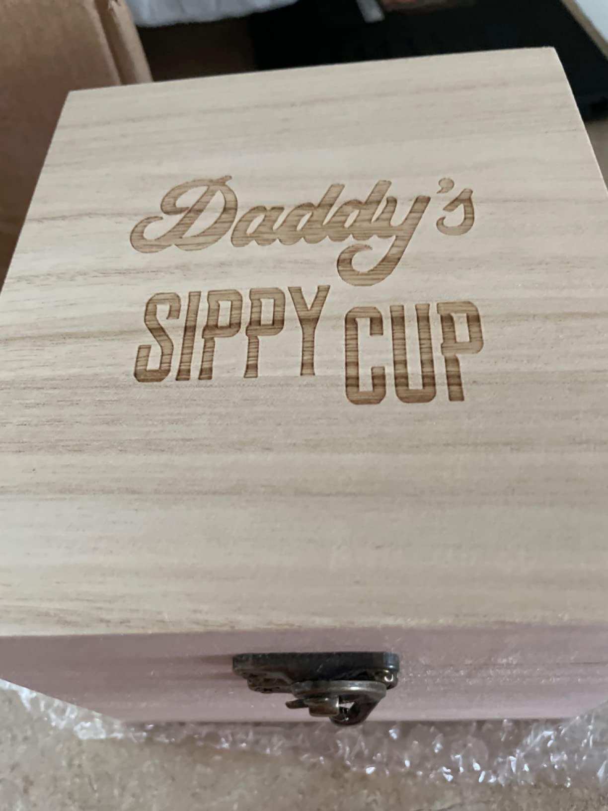 LIGHTEN LIFE Daddy's Sippy Cup Whiskey Glass 12 oz, Unique Dad Gift in Valued Wooden Box, Funny Gag Gift for New Dad, Father, Husband customer photo 1
