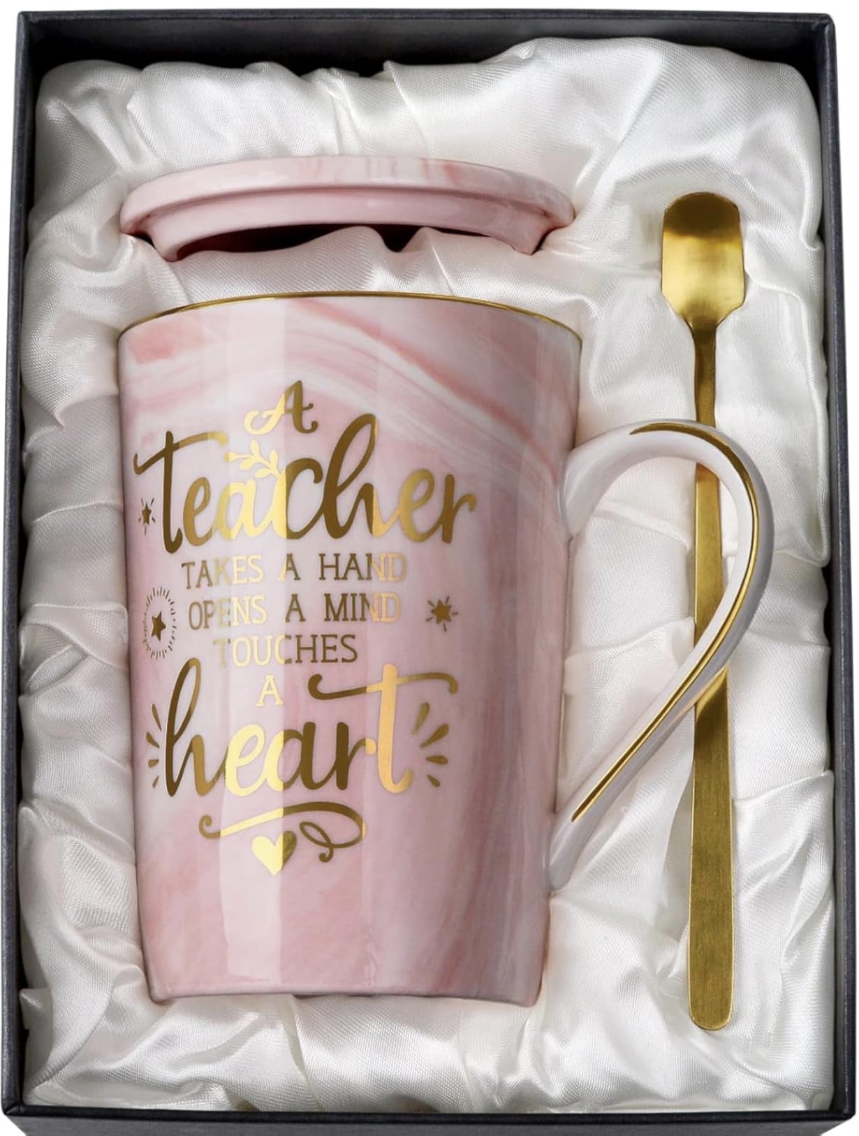 Unique Teacher Appreciation Gifts for Women, Best Teachers Mug for Teachers | 14oz Pink Marble Ceramic Gold Print Teacher Cup, End of Year Birthday Retirement Graduation from Student, Nice Gift Boxed customer photo 1