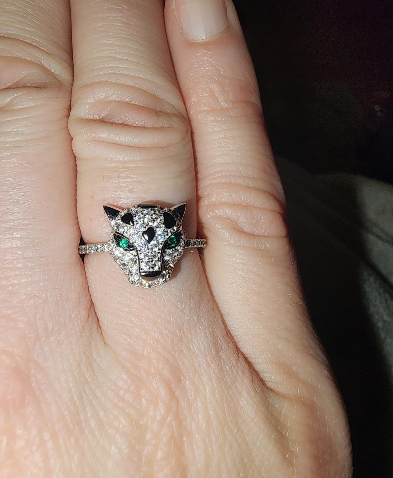 Panther Ring 925 Sterling Silver Leopard Rings Cubic Zirconia Green Spinel Jaguar Jewelry customer photo 1