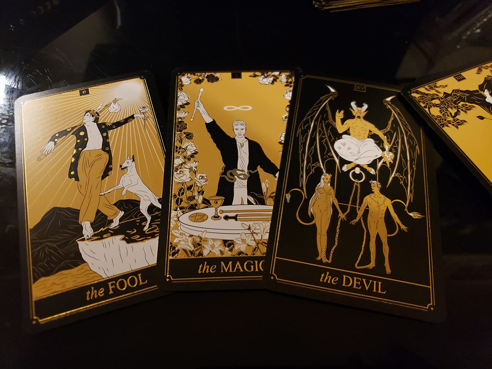 Wyspell Gold Tarot Cards with Guide Book - Unique Tarot Deck for Beginners | Traditional 78-Card Tarot Deck - Gilded Edges & Gold Foil - 200-Page Guidebook - Hand-Illustrated customer photo 2