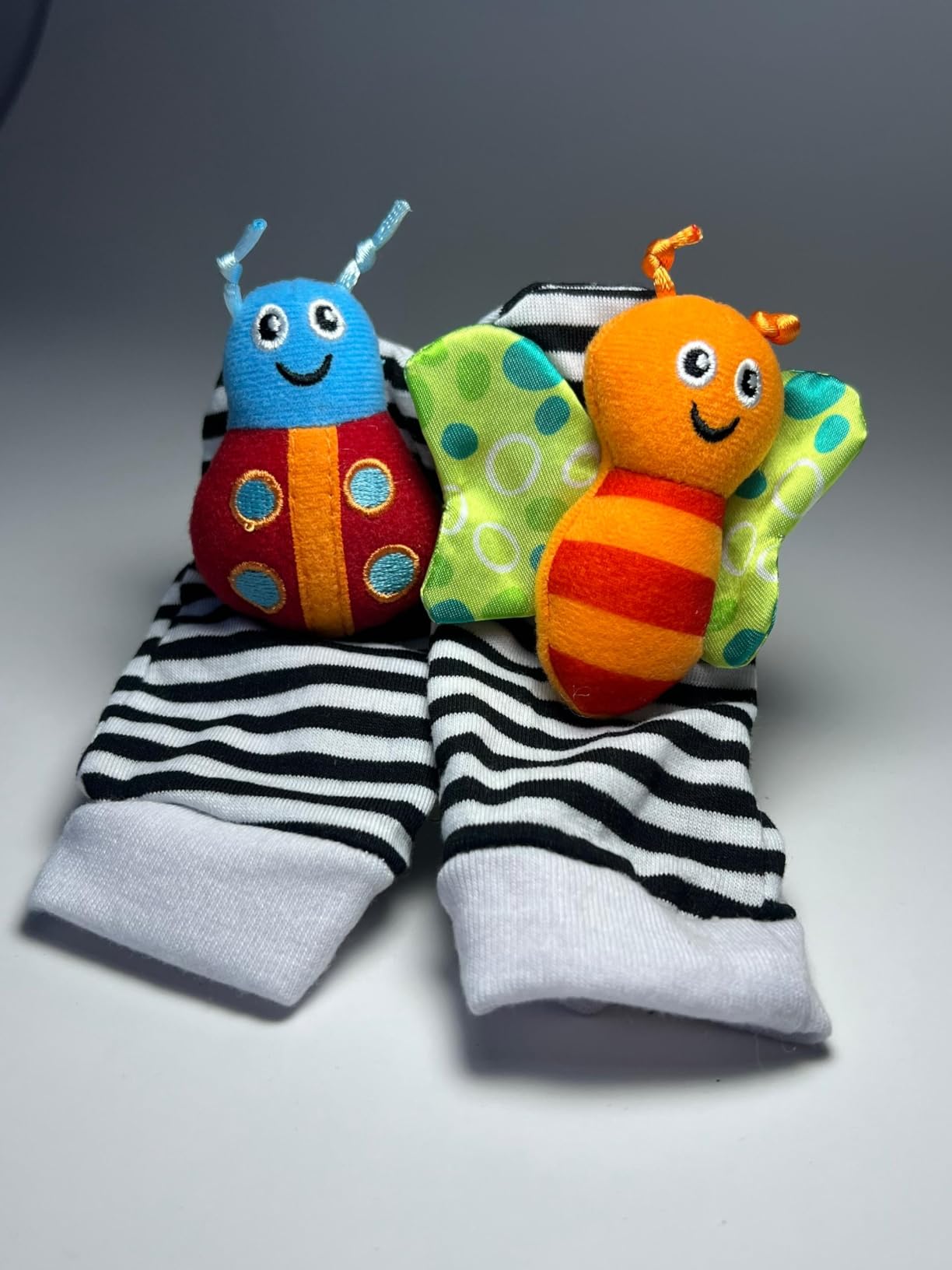 Infinno Wrist Rattles and Foot Finder Socks Set, Baby Toys for 0-12 Months | Soft crinkle textures, encourages reaching and kicking, garden bug characters, newborn shower gift, boys and girls customer photo 1