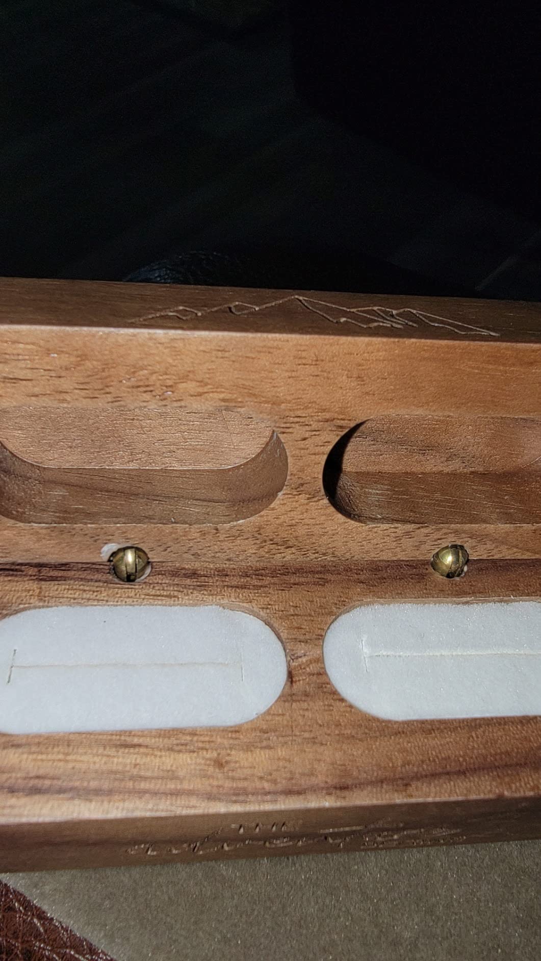 Muchly Engraved Flip Wooden 2 Ring box for wedding - Rustic Vintage Solid Wood rectangle Jewelry Storage Box customer photo 1