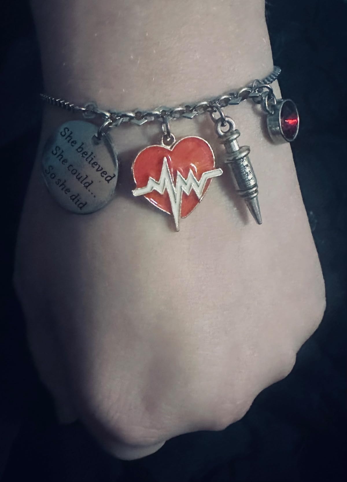 Phlebotomist Bracelet - Phlebotomy Technician Graduation Gift: 'She Believed She Could So She Did' customer photo 2
