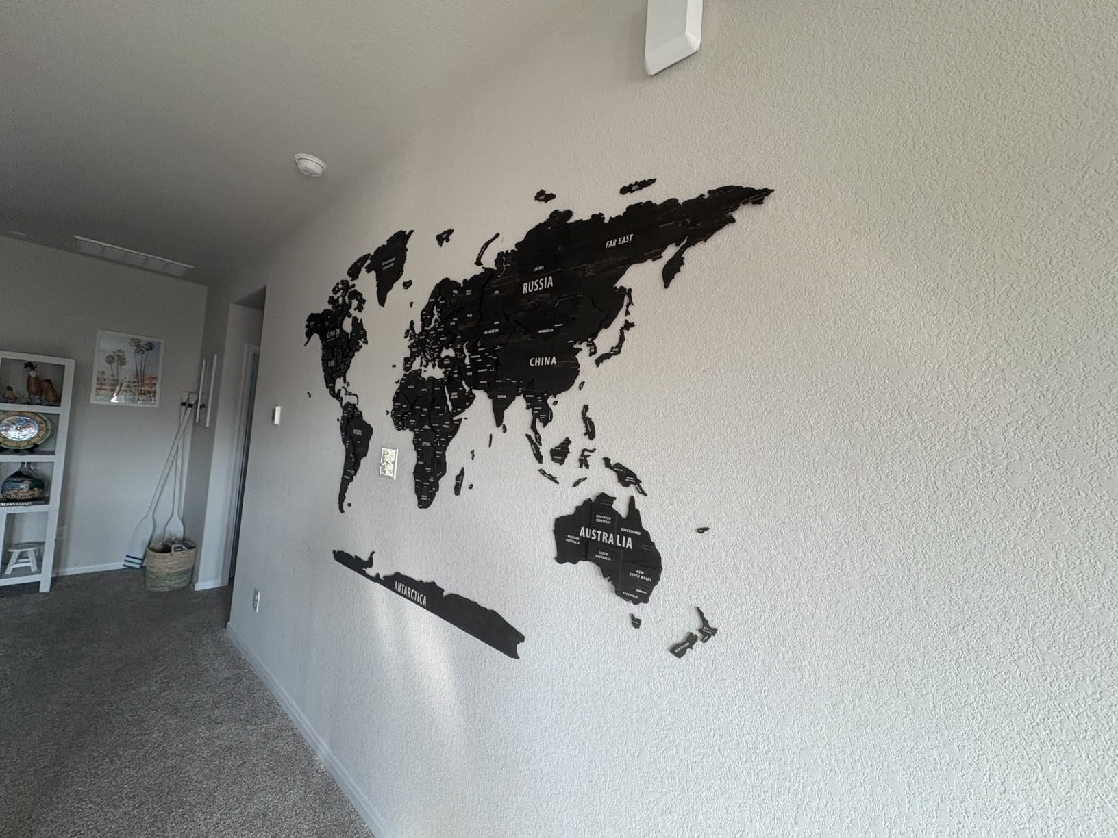Multilayer 3D Wooden World Map, Travel Map States and Capitals, Wall Decor For New House, Gift For Travelers, Office Decor, Birthday Present, Living Room Decoration (M, Light Brown) customer photo 1