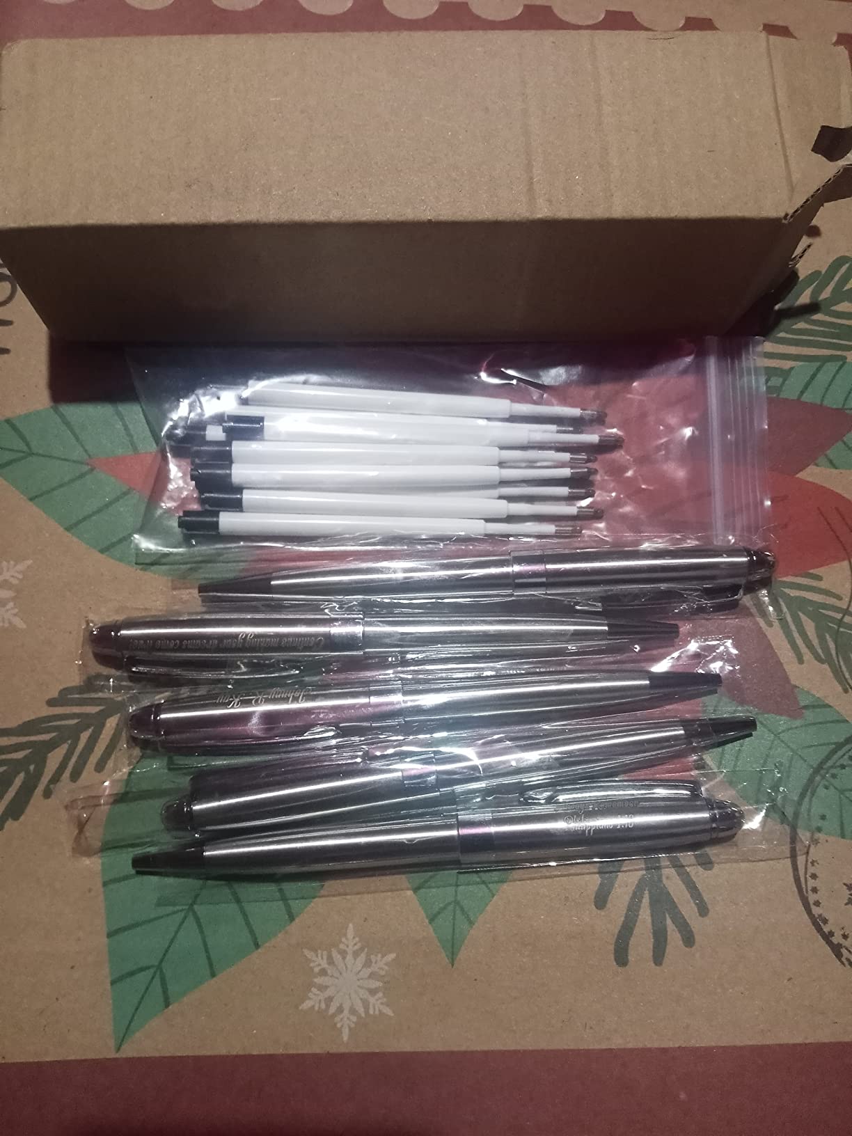 Personalized Promotion Pens - Engraved Your Message Name Company Team Name | Advertising Business Gift Office Writing Set Custom Phone Number Business Name Perfect for Business Men 5 Pens/BOX customer photo 2