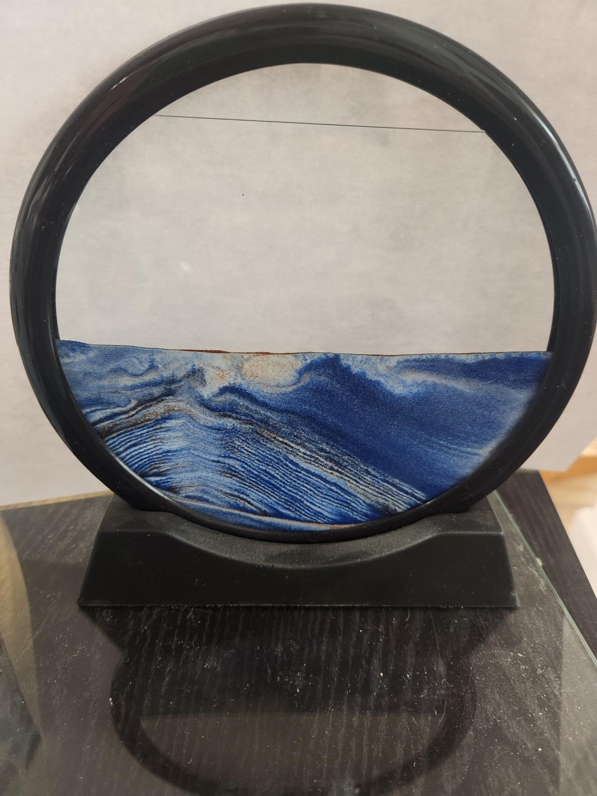 Arthink Moving Sand Art Picture in Motion Round Glass 3D Deep Sea Landscape, Dynamic Sand Art Sandscapes, Sensory Relaxing Desktop customer photo 1