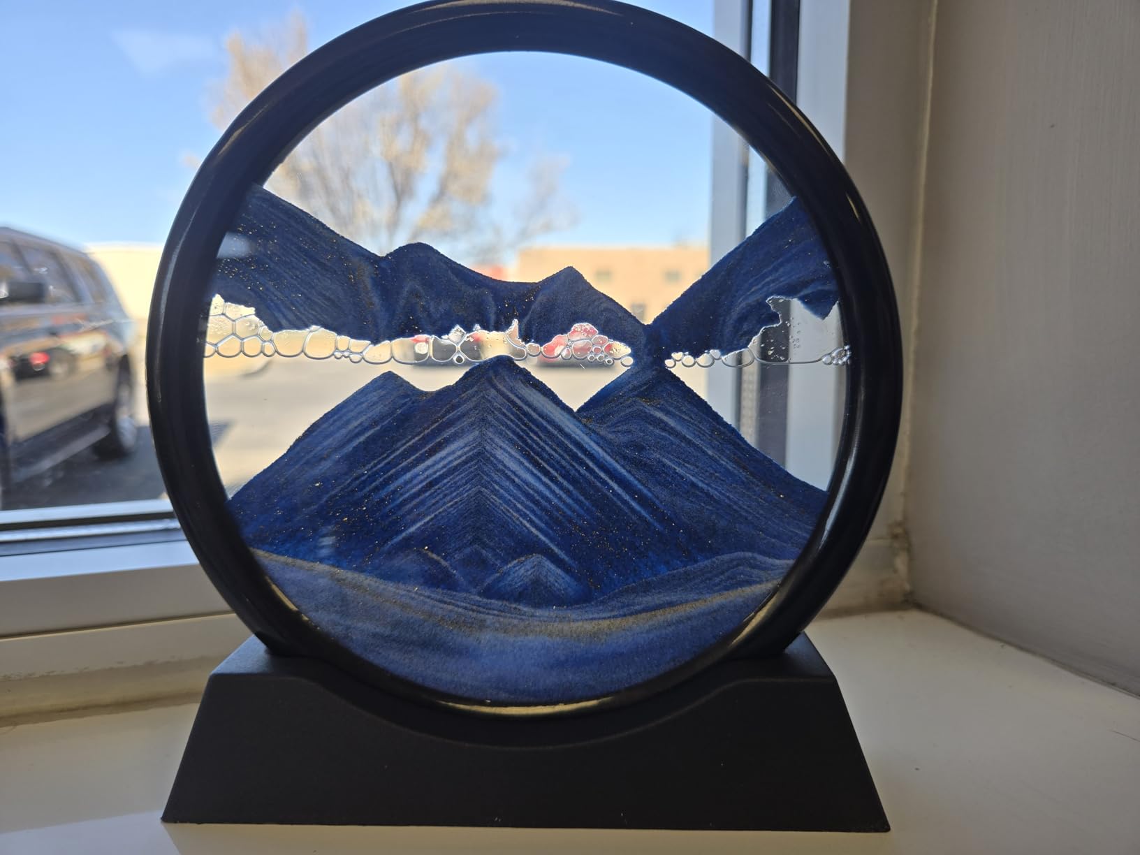 Arthink Moving Sand Art Picture in Motion Round Glass 3D Deep Sea Landscape, Dynamic Sand Art Sandscapes, Sensory Relaxing Desktop customer photo 2