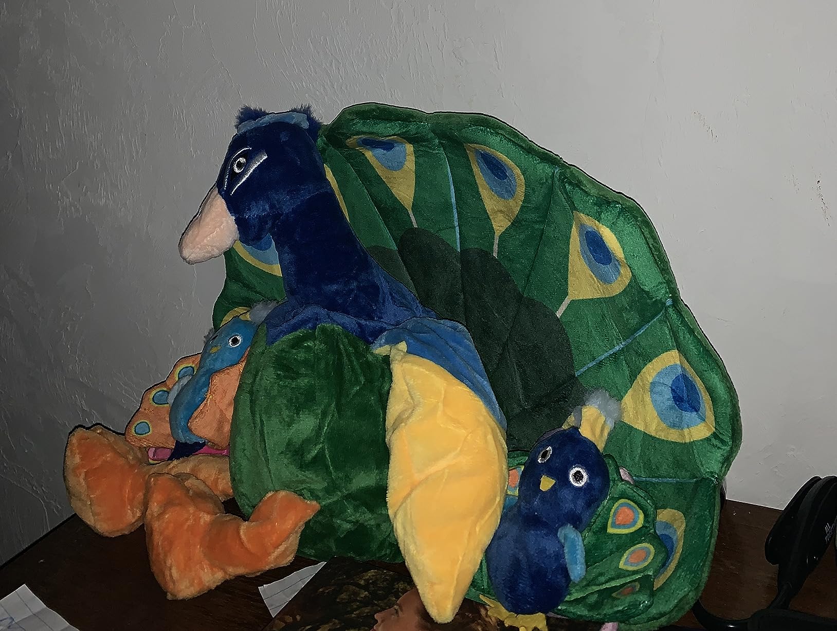 Skylety 18 Inch Peacock Stuffed Animal with 4 Baby Zippered Plush Toy Gift | Zippered Tummy Design, Mommy's Belly Stuffed Peacock, Cuddly Soft Plushie Animals Toys for Birthday Gifts, Zoo Party Decor customer photo 2