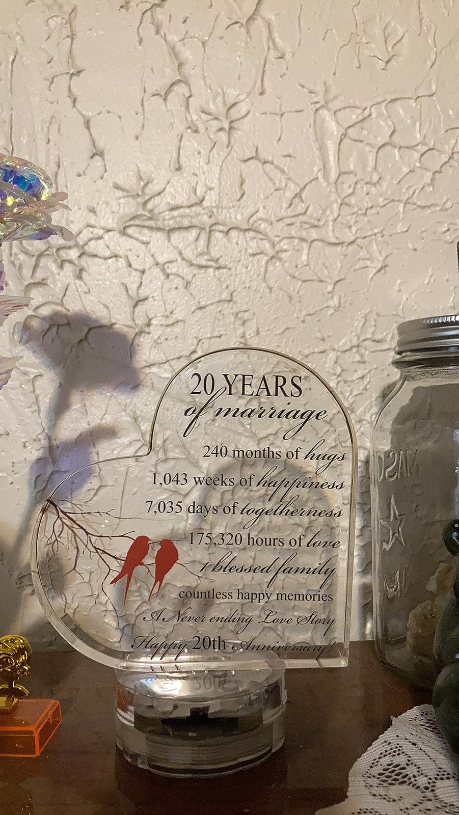 Qunclay 35th Marriage Gift for Parents Couple 35 Years Wedding Anniversary Souvenir Heart Marriage Keepsake Wedding Anniversarys Decorations for Women Men Mom Husband Wife He She Friend Grandparents customer photo 1