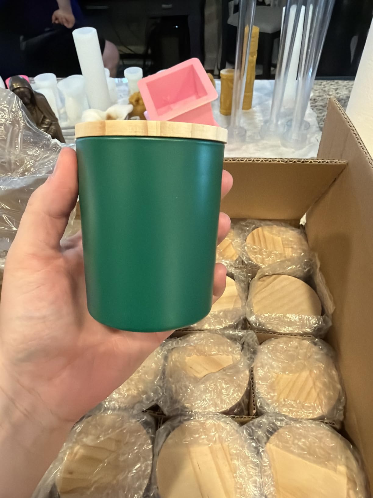 Thick Candle Jars for Making Candles 16 Pcs, 7 OZ Empty Jars with Wood Lids for Candle Making, Sample Container, Clear customer photo 1