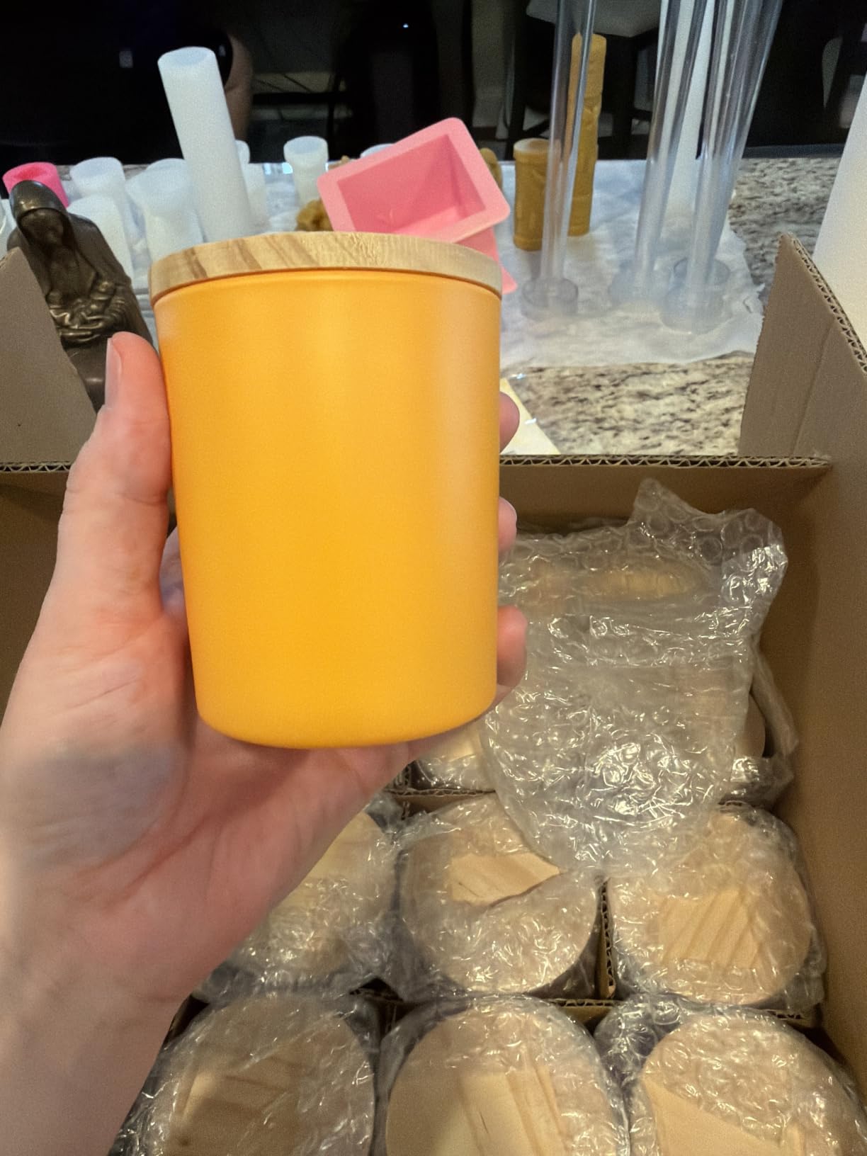 Thick Candle Jars for Making Candles 16 Pcs, 7 OZ Empty Jars with Wood Lids for Candle Making, Sample Container, Clear customer photo 2
