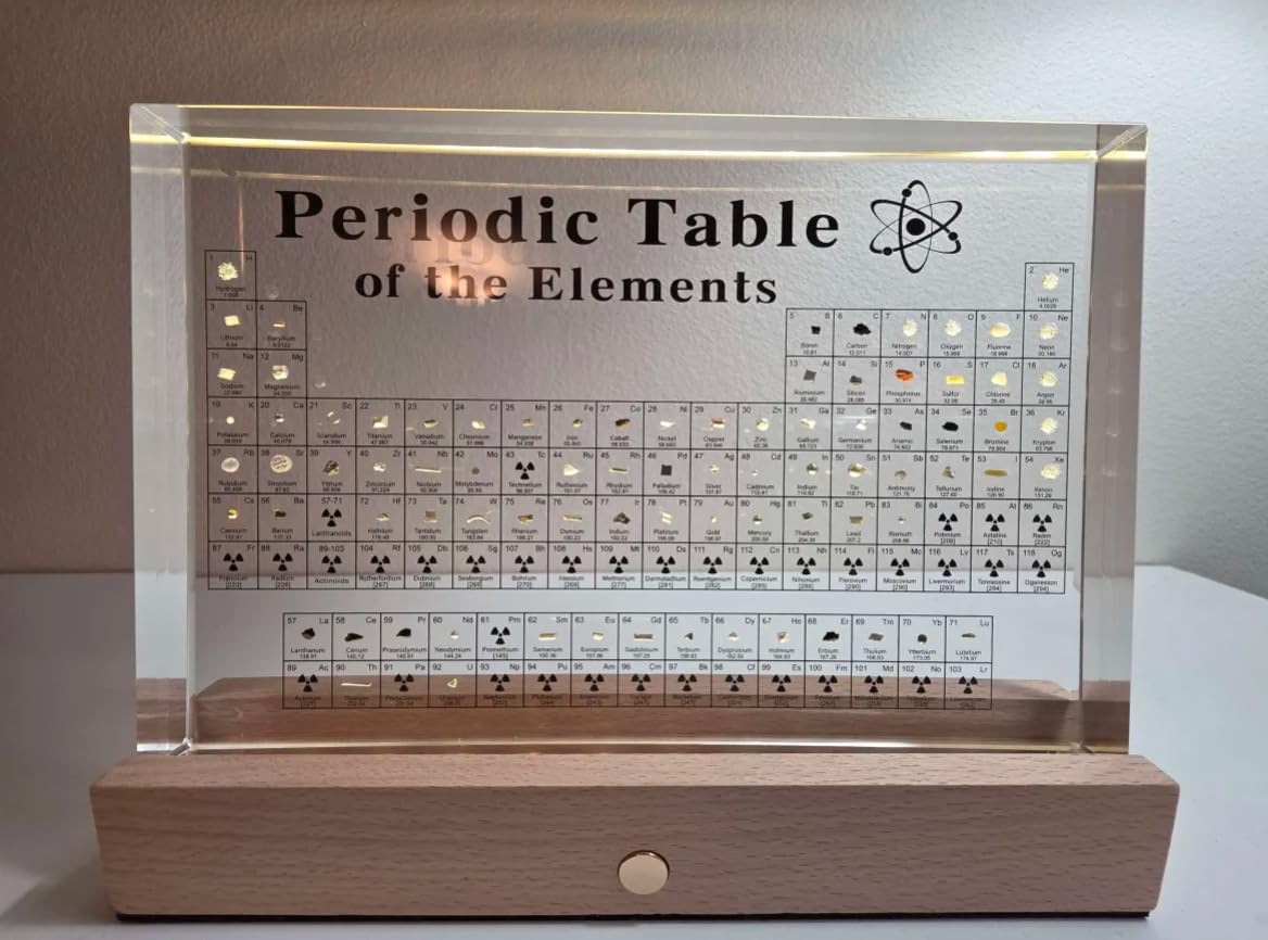 MegaBox Periodic Table Of Elements with 83 Real Elements, Acrylic Periodic Table Display With Wooden Stand, Science Teacher Gift Classroom Decoration customer photo 1