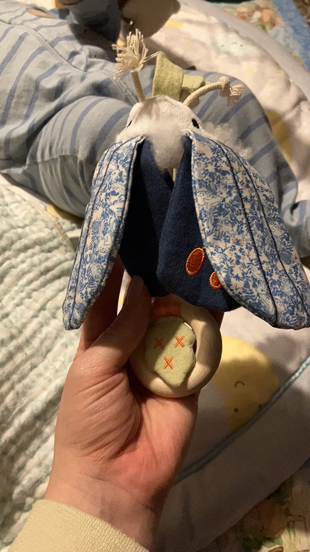 Manhattan Toy Folklore Plush Luna Moth Soft Tactile Baby Travel Toy with Crinkle Fabric Wings, Baby Mirror and Wooden Teether Ring customer photo 2