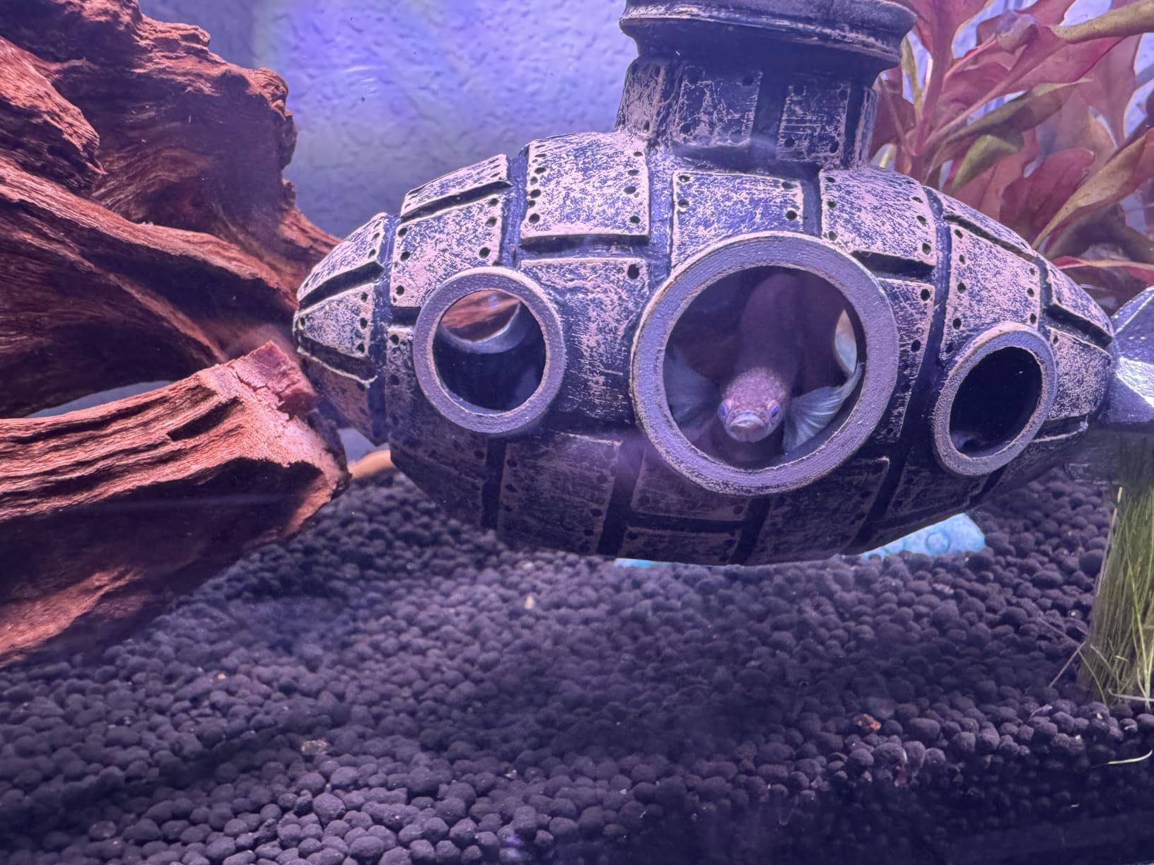 Floating Submarine Aquarium Decoration with 2 Float Balls | Resin Floating Submarine Ornament customer photo 1