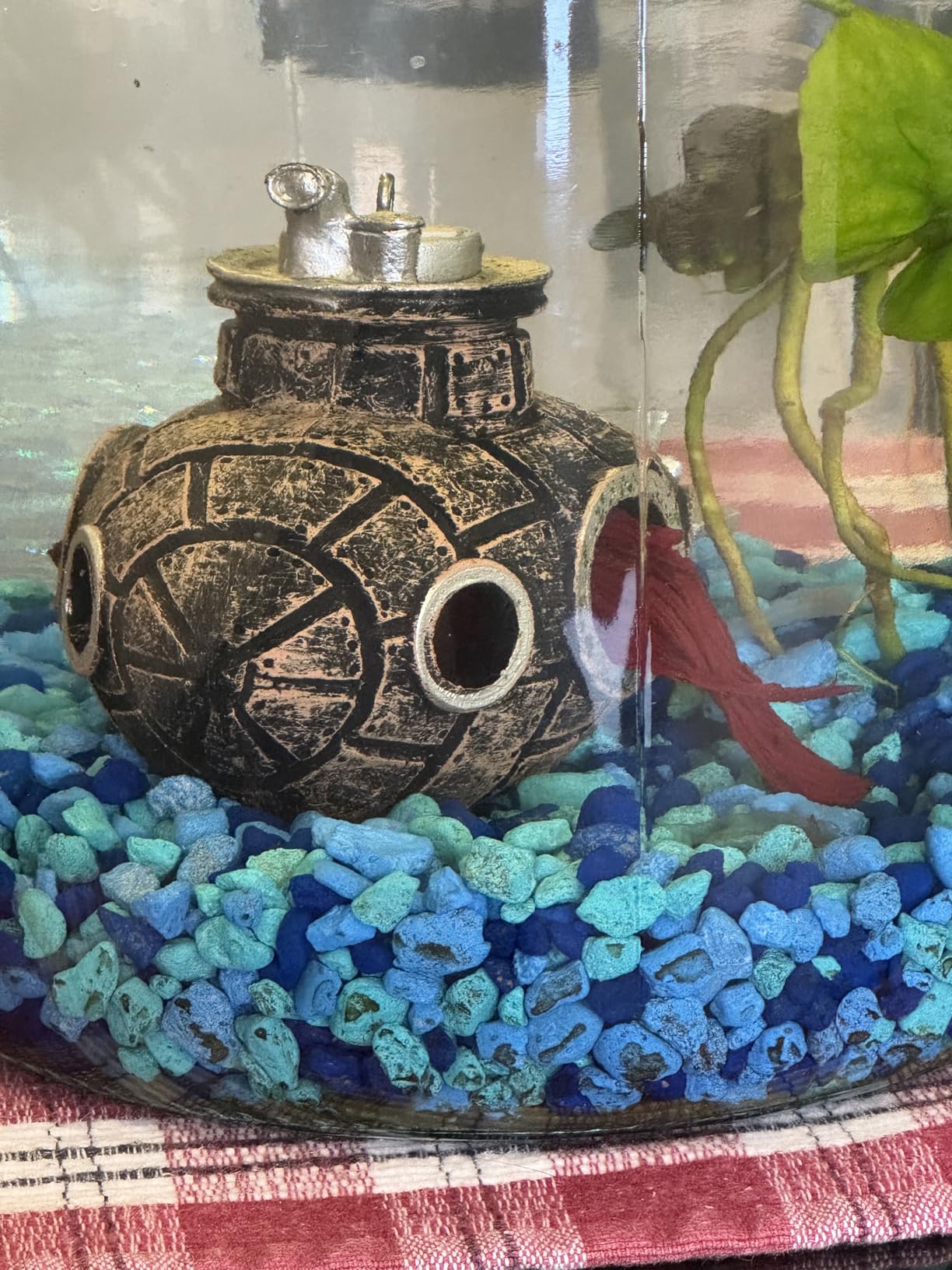 Floating Submarine Aquarium Decoration with 2 Float Balls | Resin Floating Submarine Ornament customer photo 2