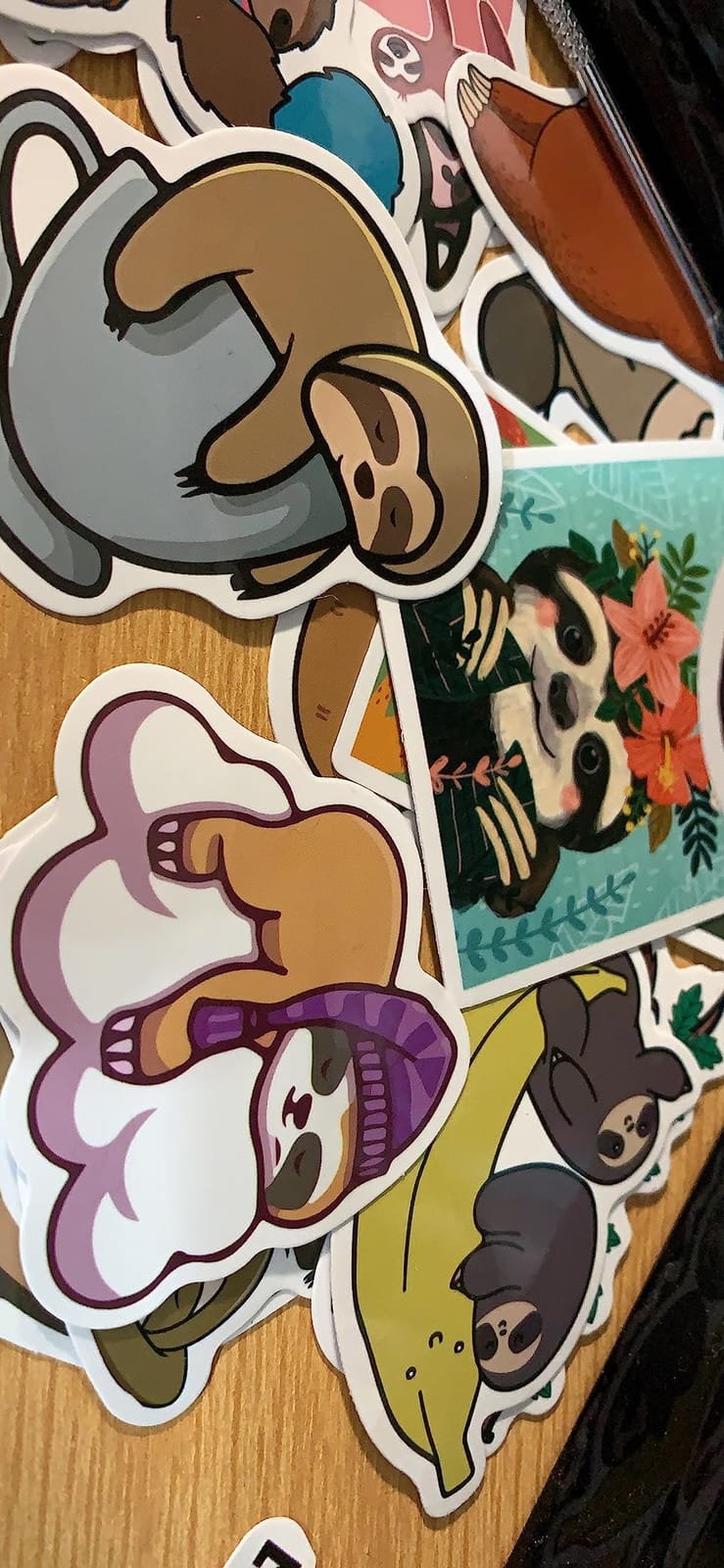 100pcs Cute Sloth Stickers Pack for Water Bottle, Decals Vinyl Sticker for Hydroflask Laptop Computer Bike Helmet Notebook Phone, Sloth Gifts for Lovers customer photo 1
