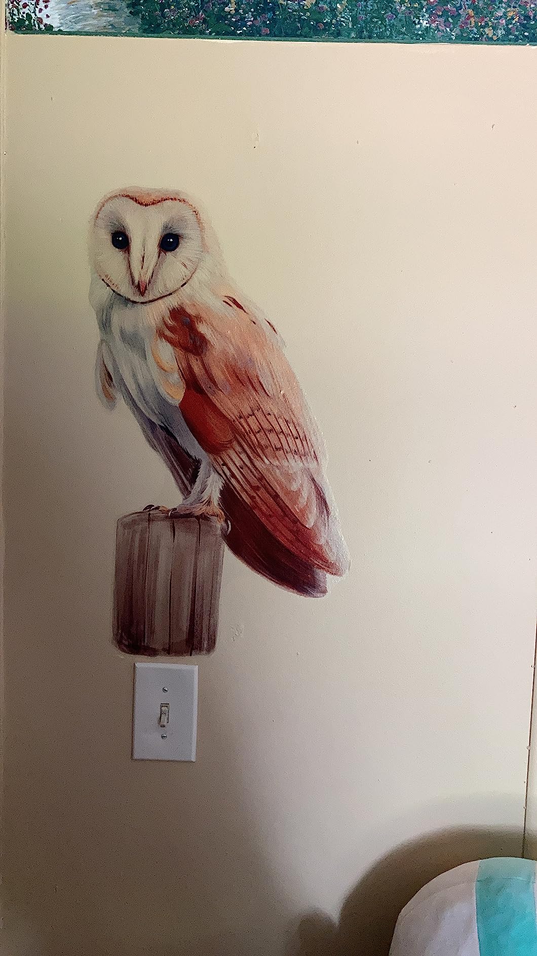 Barn Owl Standing on Wooden Stake Wall Decal Nursery Animal Bird Wall Sticker Removable Peel and Stick Waterproof Wall Art Decor Stickers for Kids Baby Classroom Living Room Playing Room customer photo 1