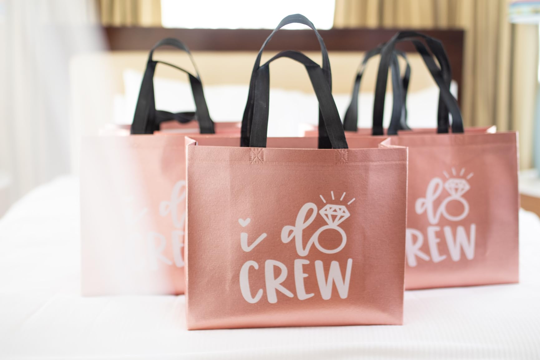 8 pcs Rose Gold I Do Crew & Bride Bags for Bridesmaid Gifts | Non-Woven Gift Bags for Bridesmaid Gifts, Bachelorette Party Favors, Bridal Party Gifts customer photo 1