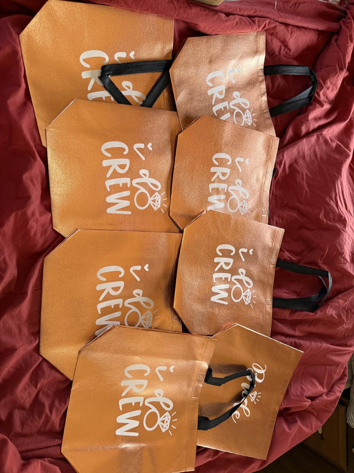 8 pcs Rose Gold I Do Crew & Bride Bags for Bridesmaid Gifts | Non-Woven Gift Bags for Bridesmaid Gifts, Bachelorette Party Favors, Bridal Party Gifts customer photo 2