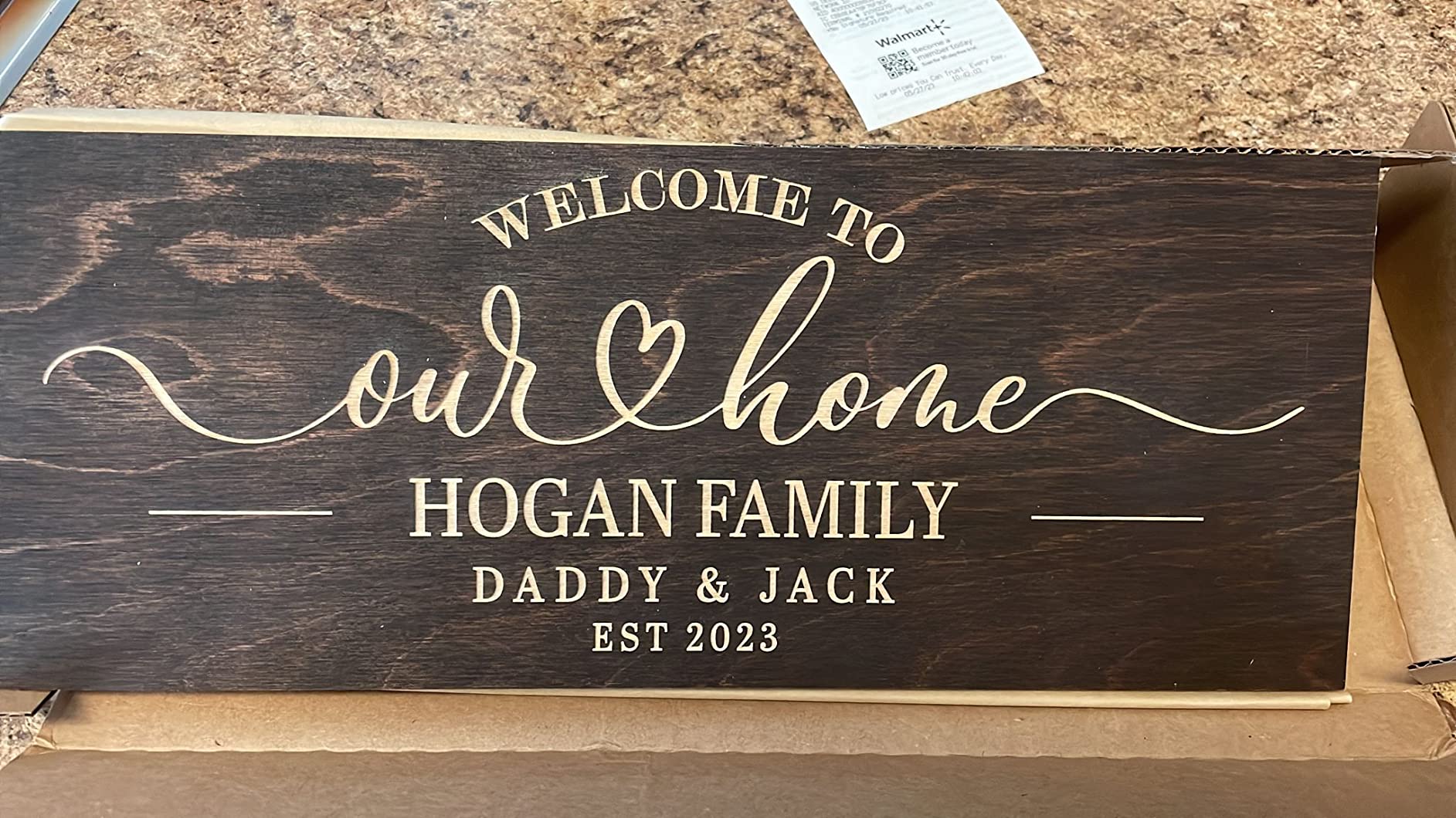 Wooden Sign for Family Personalized, Custom Established Sign, 2 Sizes, 4 Colors, 5 Designs- Wooden Engraved Plaque w/Names & Date, Family Wall Decor customer photo 2