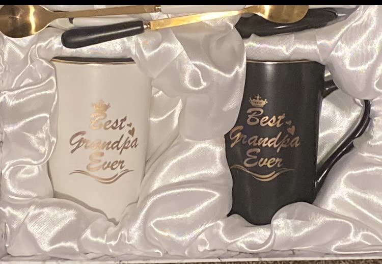 Cabtnca Grandparents Gifts, Best Grandma Grandpa Ever Mug Set, Mothers Day Christmas Gift for Grandparents Gifts for Grandma Grandpa from Granddaughter Grandkids, 14Oz Black & White customer photo 1