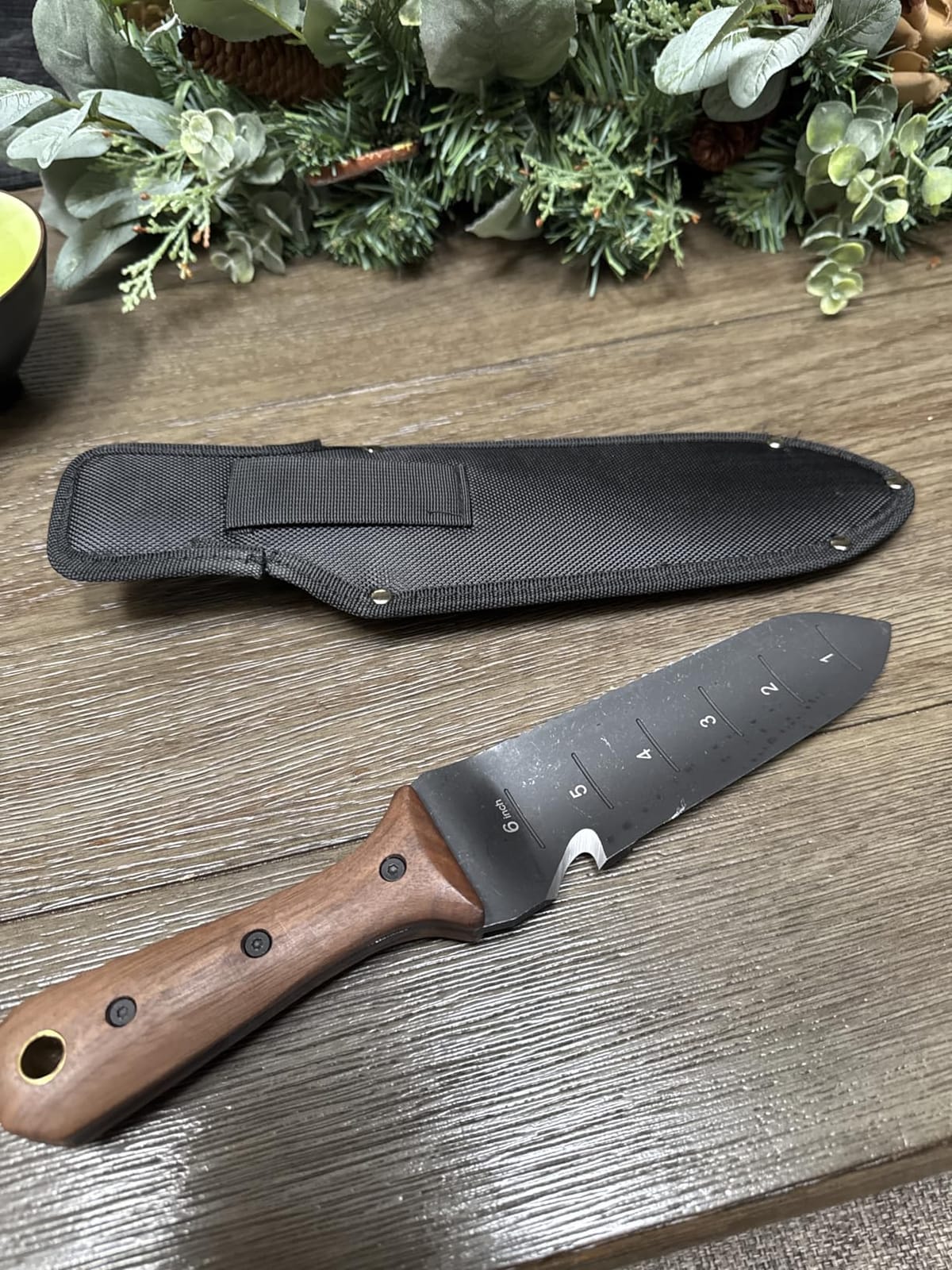 PERWIN Hori Hori Garden Knife, Garden Tools with Sheath for Weeding, Planting, Digging, 7