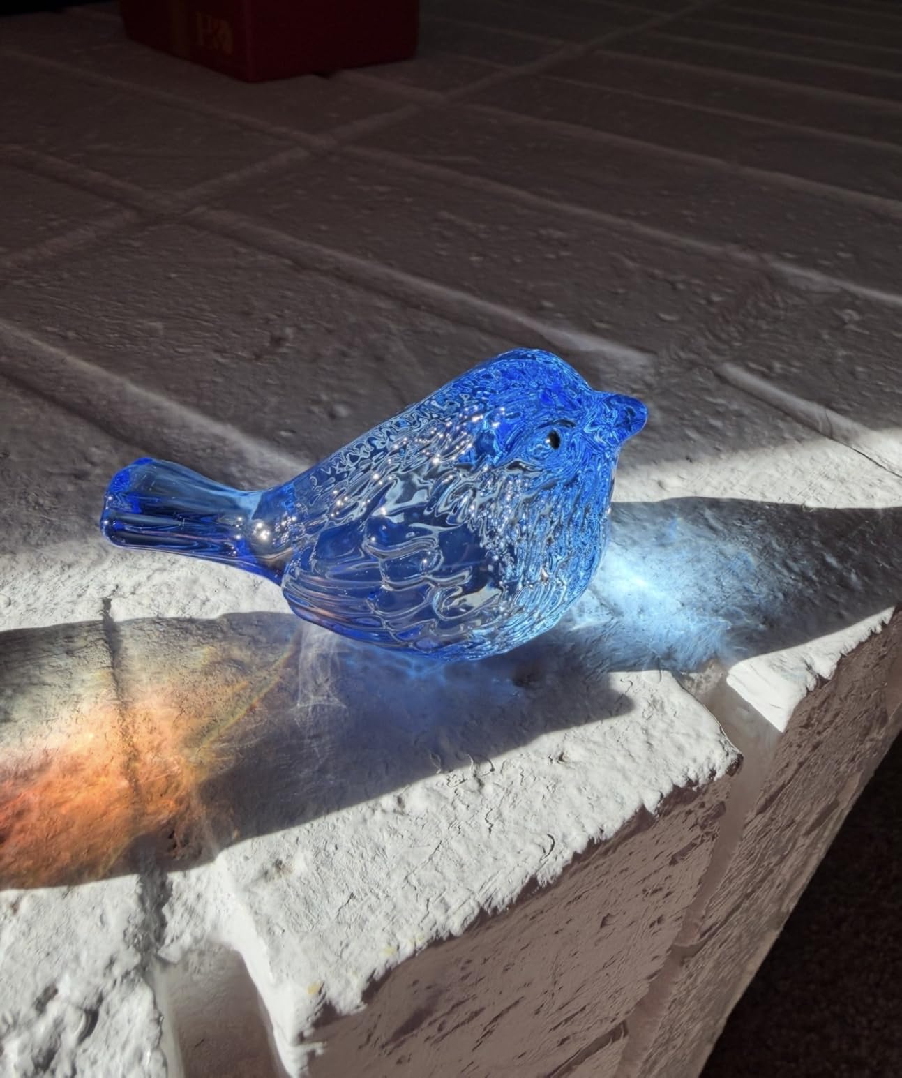 3.5'' Mini Blown Glass Bird Figurines Collectibles Handmade Glass Miniature | Blue Jay Statue Ornament Crystal Animal Paperweight, Home Table Decor, Birthday Christmas Gift for Mom Women customer photo 2
