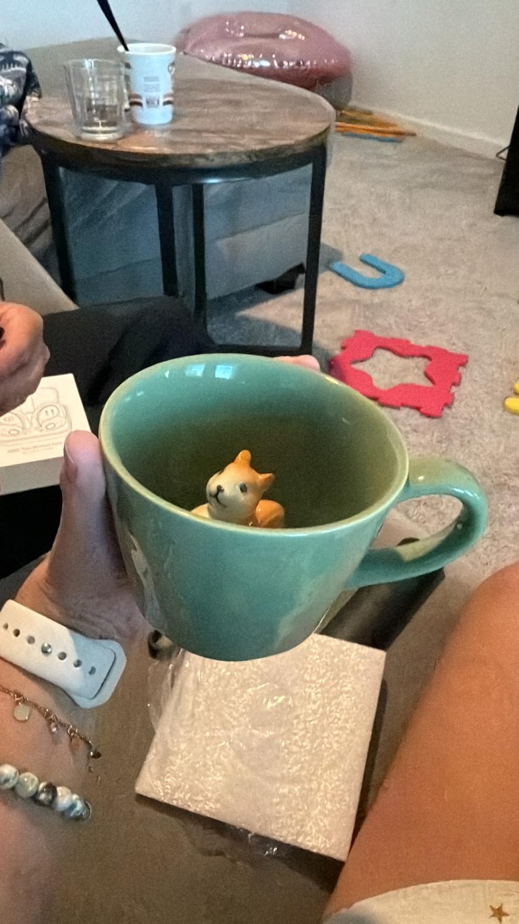 DIHOclub Squirrel Ceramic Cup Hidden 3D Animal Inside Mug, Cute Cartoon Handmade Figurine Mugs, Holiday and Birthday Gift for Coffee Milk Tea Lovers, 12 OZ customer photo 2