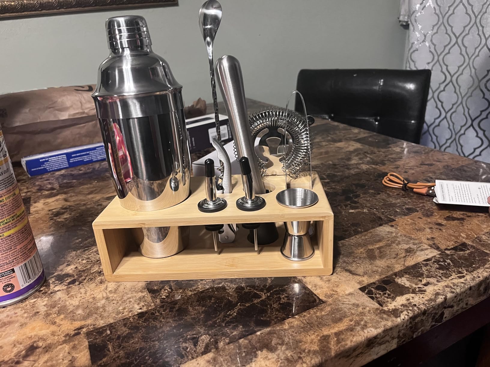 Cocktail Shaker Set, 18/8 Food-Grade Stainless Steel Mixology Bartender Kit 10-Piece Bar Tools with Stylish Bamboo Stand - Rust-Proof & Dishwasher Safe - Professional Martini Shaker Gift for Men, Dad customer photo 2