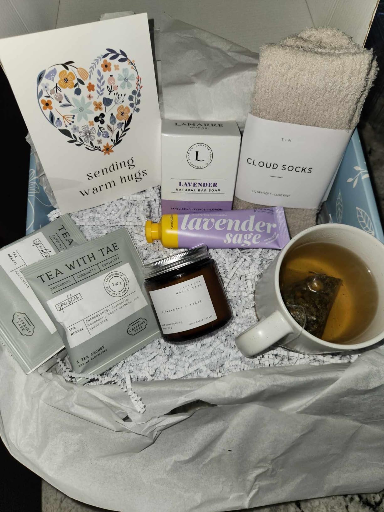 Unboxme Luxury Lavender Spa Gift Set - Relaxation Gift Basket & Care Package for Women with Candle, Bath Bomb, Soap, Cozy Socks, Mug & Tea - Get Well Soon, Sympathy, Birthday Self-Care Gift customer photo 1