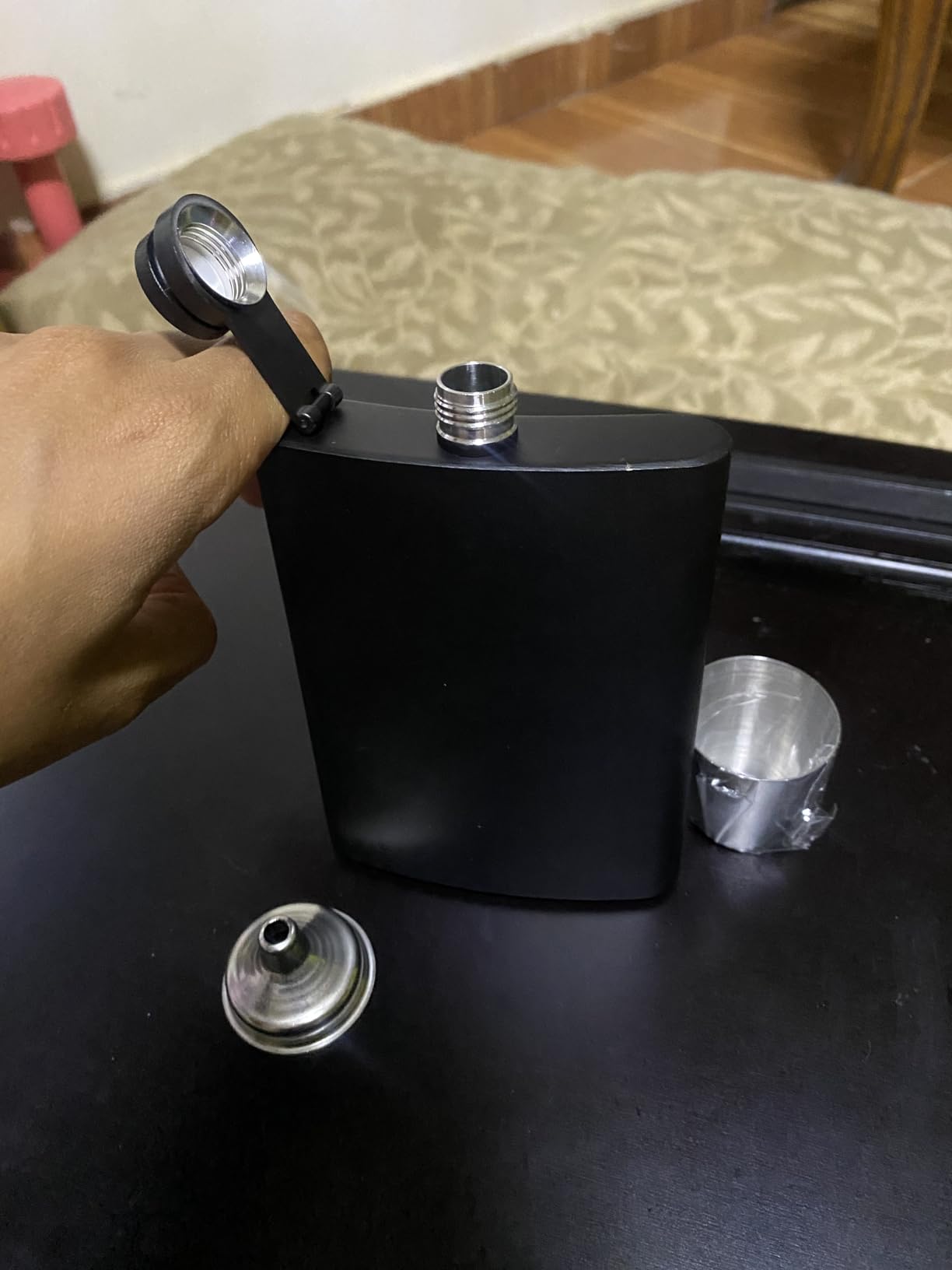 ROMORC 2 Pack Hip Flasks for Liquor Matte Black 8 Oz Stainless Steel Leak-proof Thin Flasks customer photo 2