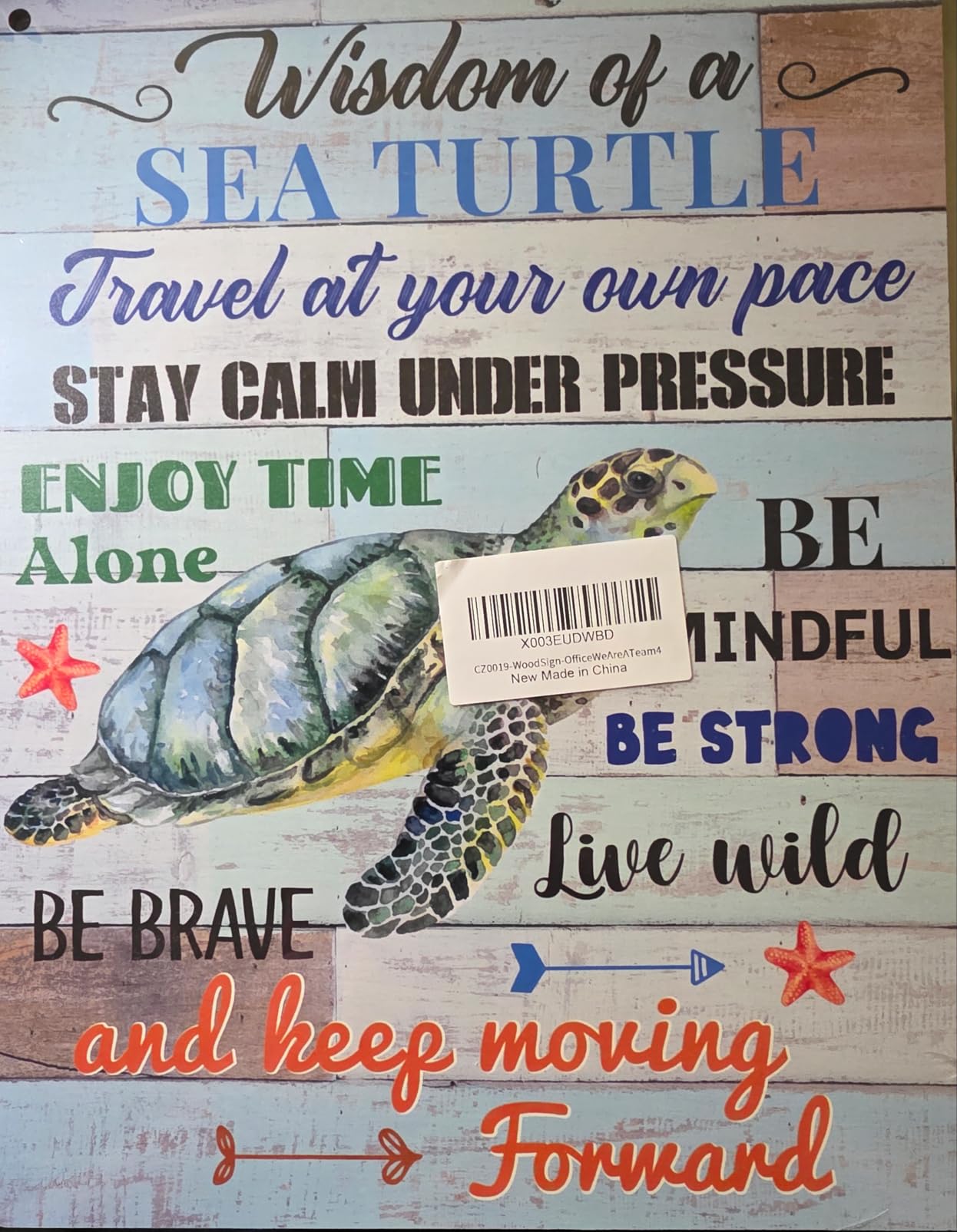 YCYD Sea Turtle Decor, Friends Inspirational Turtle Gifts, Wall Art Wooden Hanging Sign Decor, for Office Bedroom Living Room Home Decoration 10x8 Inch customer photo 2