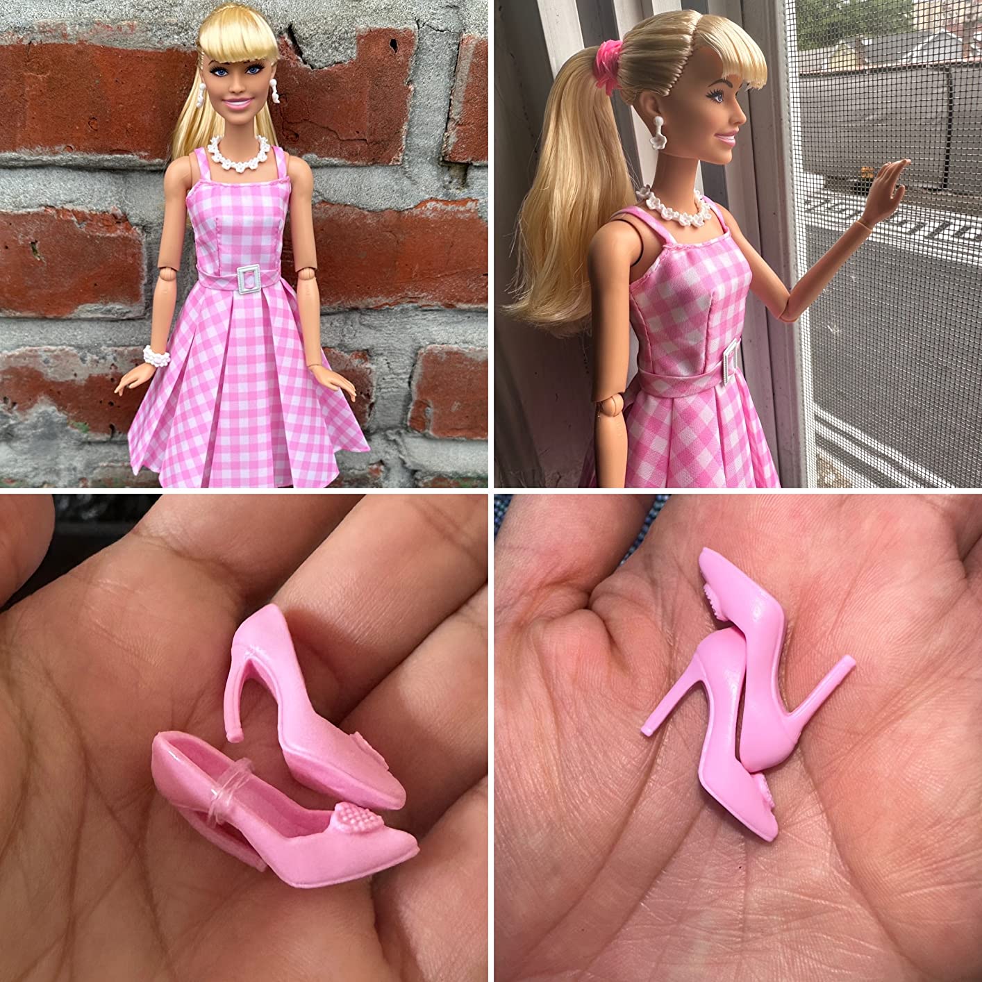Barbie The Movie Doll, Margot Robbie as, Collectible Doll Wearing Pink and White Gingham Dress with Daisy Chain Necklace customer photo 1